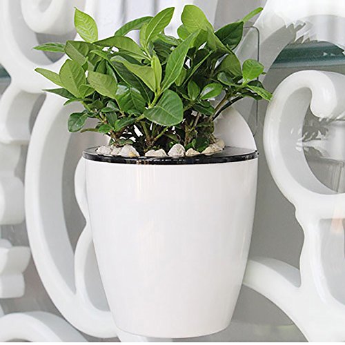 Self Watering Wall Planter Set of 3 - Modern White Small Vertical Flower Pots for Indoor/Outdoor - Wall Mounted & Window Hanging Planters with Water Storage - Perfect for Home Decor, Office, Balcony & Garden