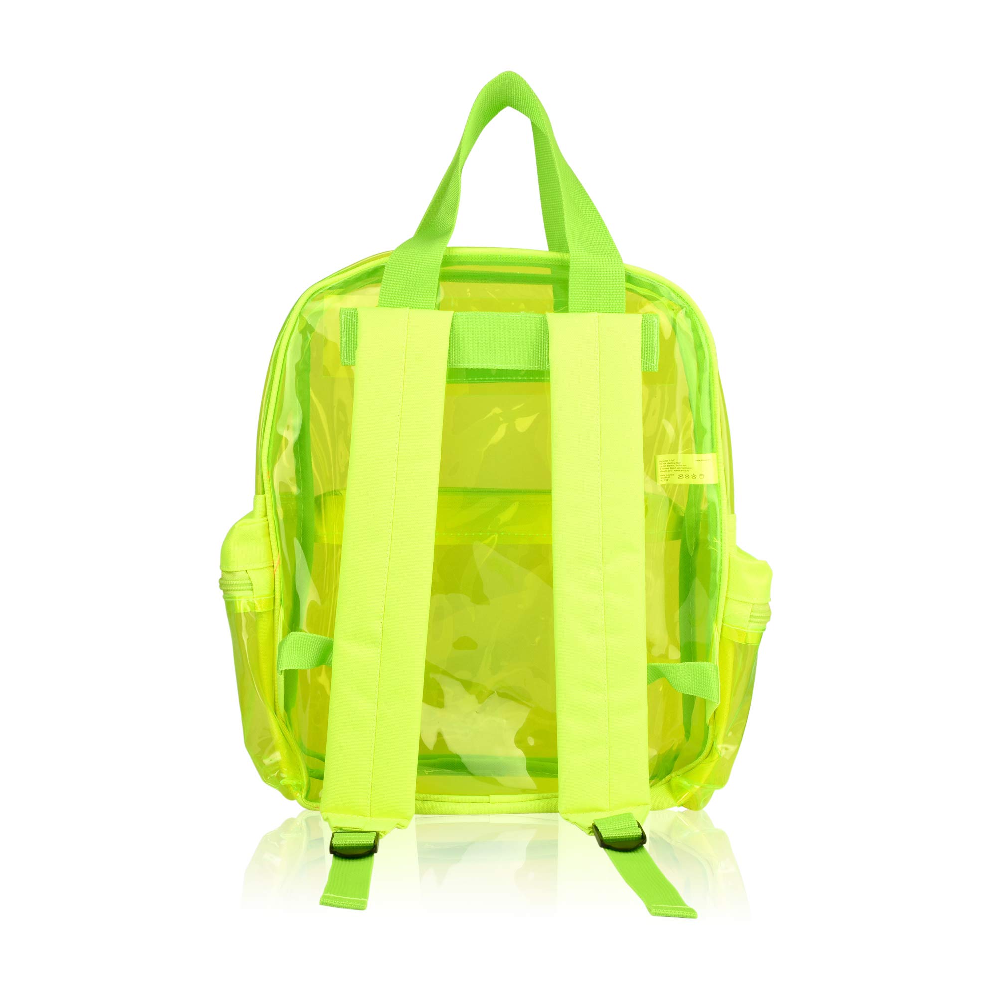 DALIX Small Clear Transparent Backpack in Neon Yellow - Lightweight & Durable for School, Travel, Concerts & Festivals