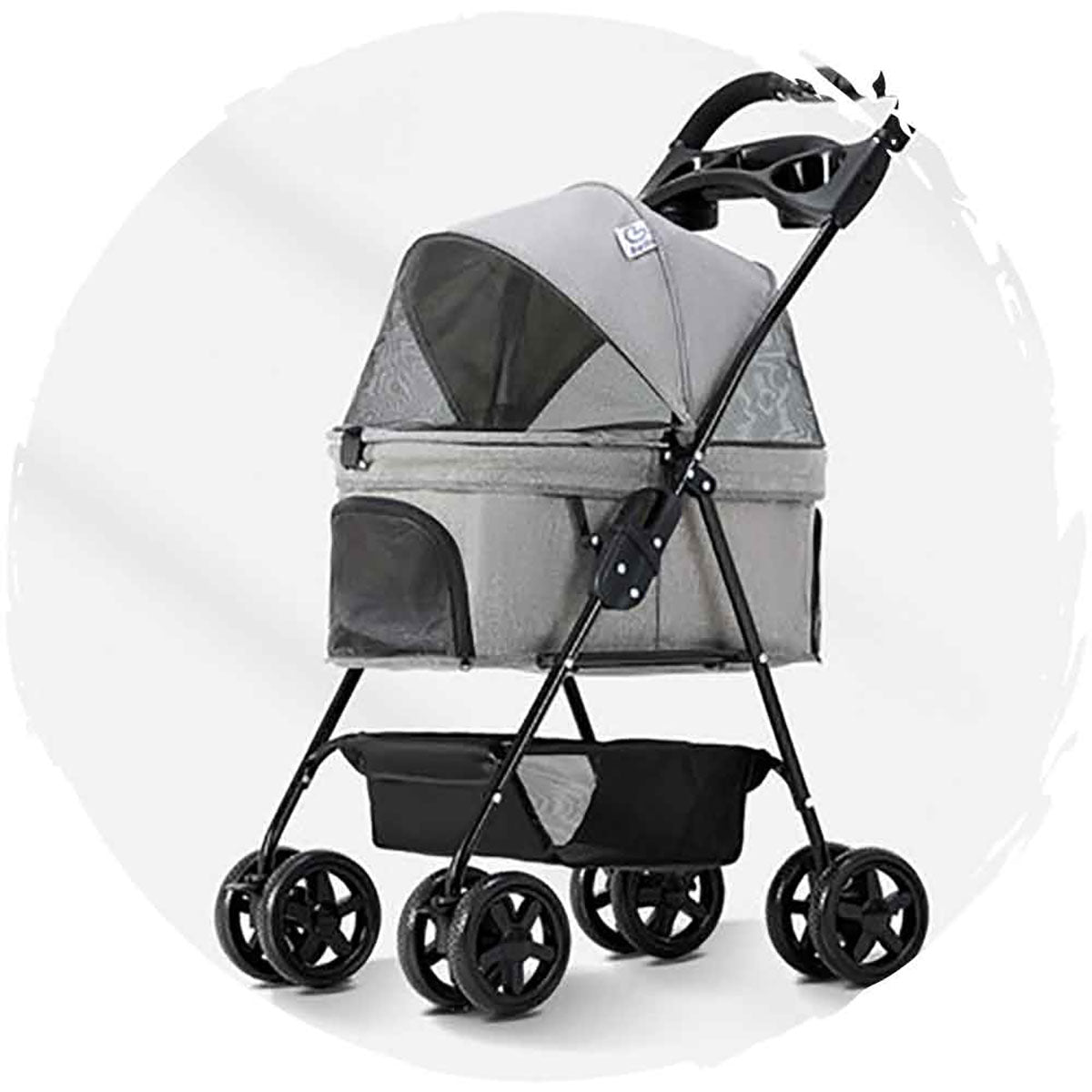BELLO Stylish 4-Wheel Swivel Foldable Dog Stroller - Pet Carrier up to 12kg (26 lbs) for Small Dogs, Cats - Perfect for Shopping, Travel, Walks & Outdoor Adventures