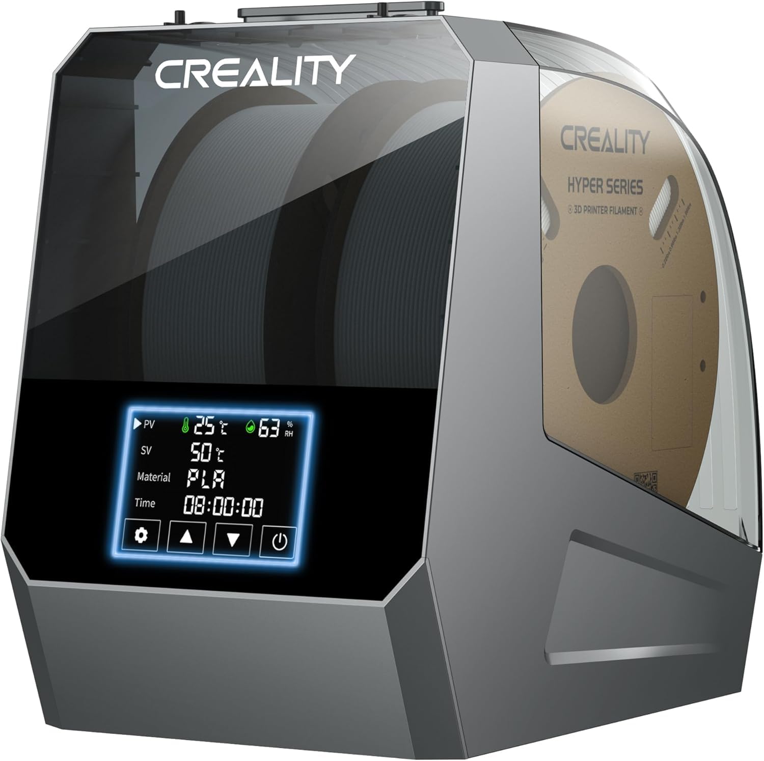 2025 Official CREALITY Space Pi Filament Dryer Plus - 160W PTC Fast Heating 3D Printer Filament Dryer Box with 2 Spools, 360° Rotation & 4'' LCD Touch Screen - One-Key Set Dehydrator for PLA PETG ABS TPU Filament - Perfect for Home, Office & Professional 3D Printing Studios