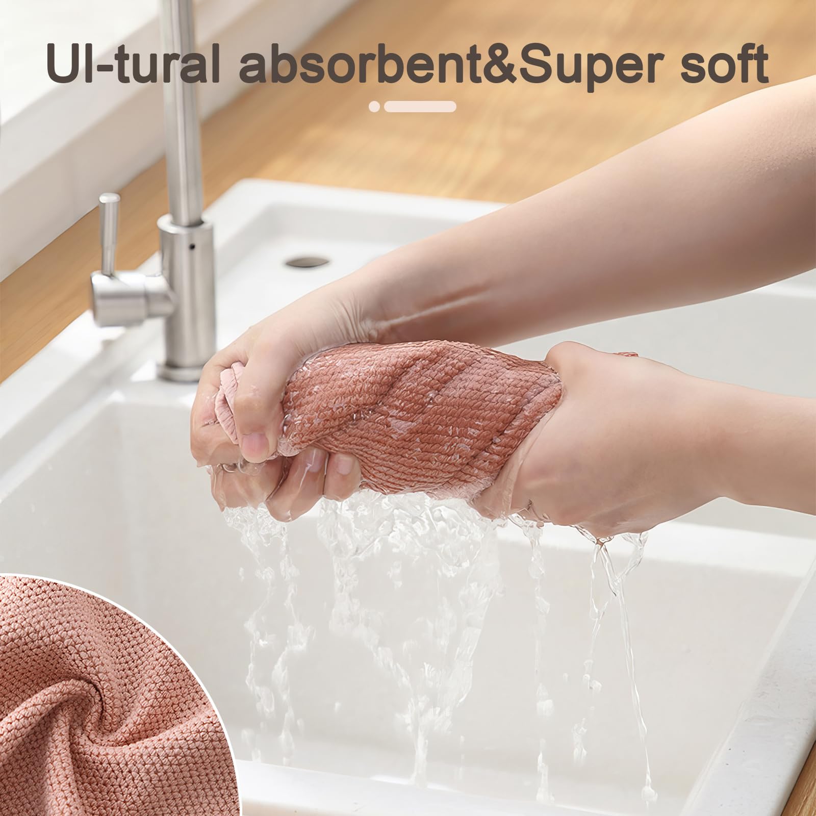 Premium Waffle Dish Towels 6 Pack - Super Absorbent Microfiber Cloths for Kitchen Cleaning, 12x12 Inches - Perfect for Washing Dishes & Countertops