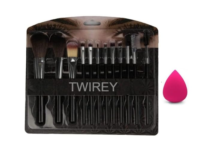 TWIREY 13-Piece Premium Makeup Brush Set - Professional Foundation, Eyeshadow, Eyebrow & Mascara Brushes with Face Powder Brush | Perfect for Party, Wedding & Daily Makeup Application
