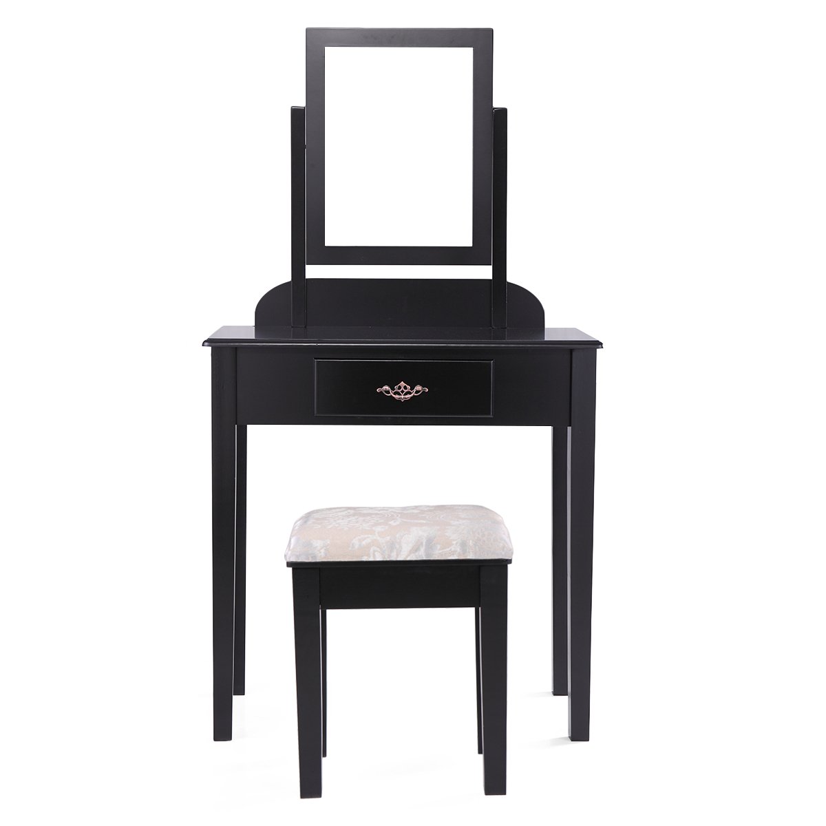 Vanity Desk with Swivel Mirror & Soft Stool - Modern Makeup Dressing Table with Drawers, White Bedroom Vanity Set for Women & Girls | Perfect for Makeup, Skincare & Jewelry Organization in Home, Studio or Dorm Room