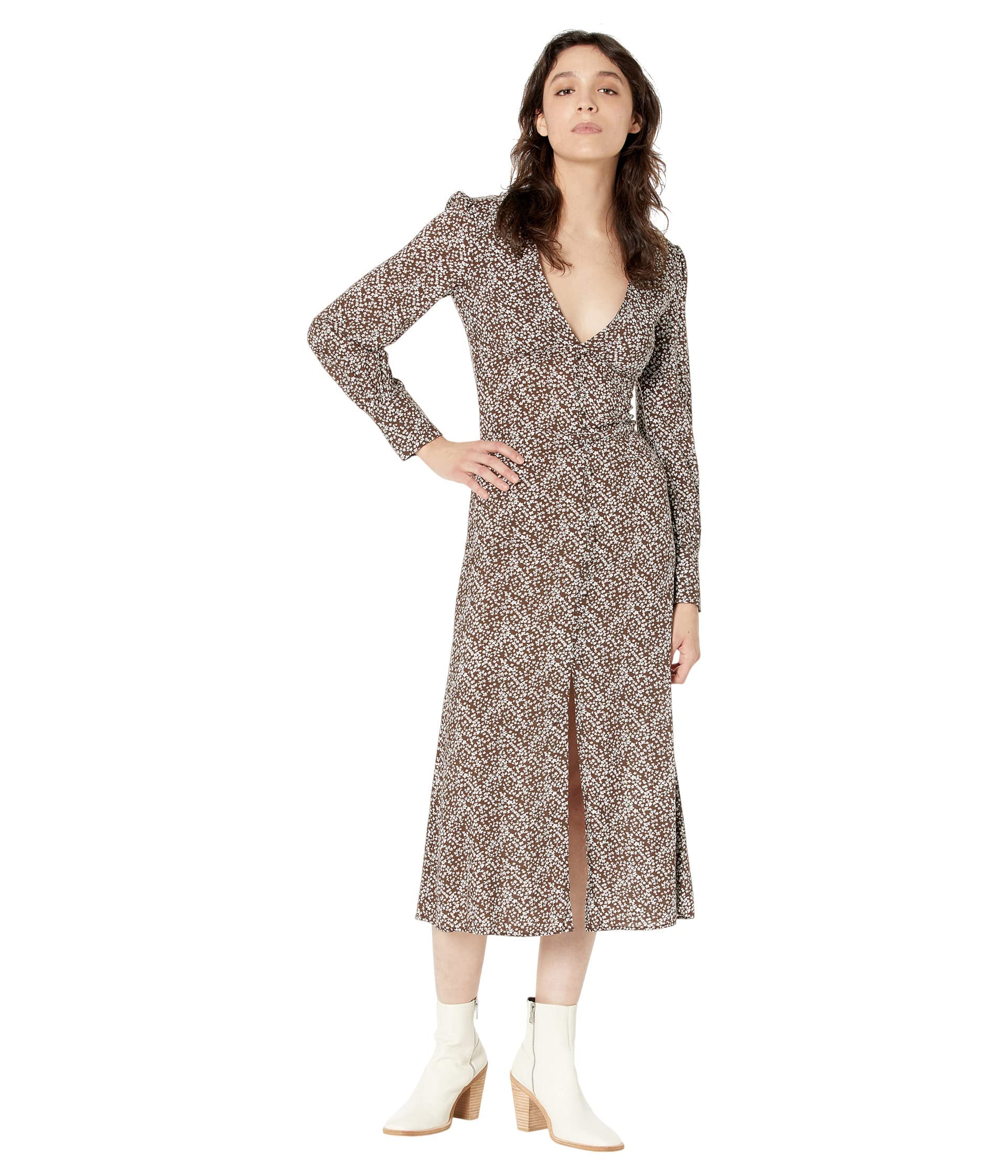 Bardot Holly Midi Floral Dress - Women's Summer Floral Print A-Line Dress for Casual Wear, Beach Vacation & Date Night Outfits