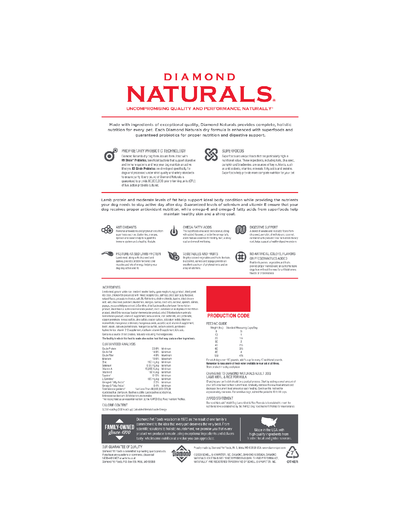 Diamond Naturals Lamb & Rice Formula Dry Dog Food - All Life Stages, Grain-Free (5lb & 15lb Bags) - Perfect for Adult Dogs with Sensitive Stomachs & Skin Allergies