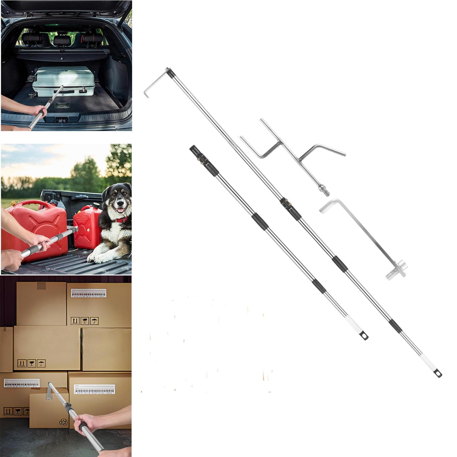 Telescoping Truck Bed Tool - Magnetic Cargo Grabber & Hook for Effortless Item Retrieval | Pickup Truck Bed Retriever | Perfect for Reaching Items in Deep Truck Beds or Tight Spaces