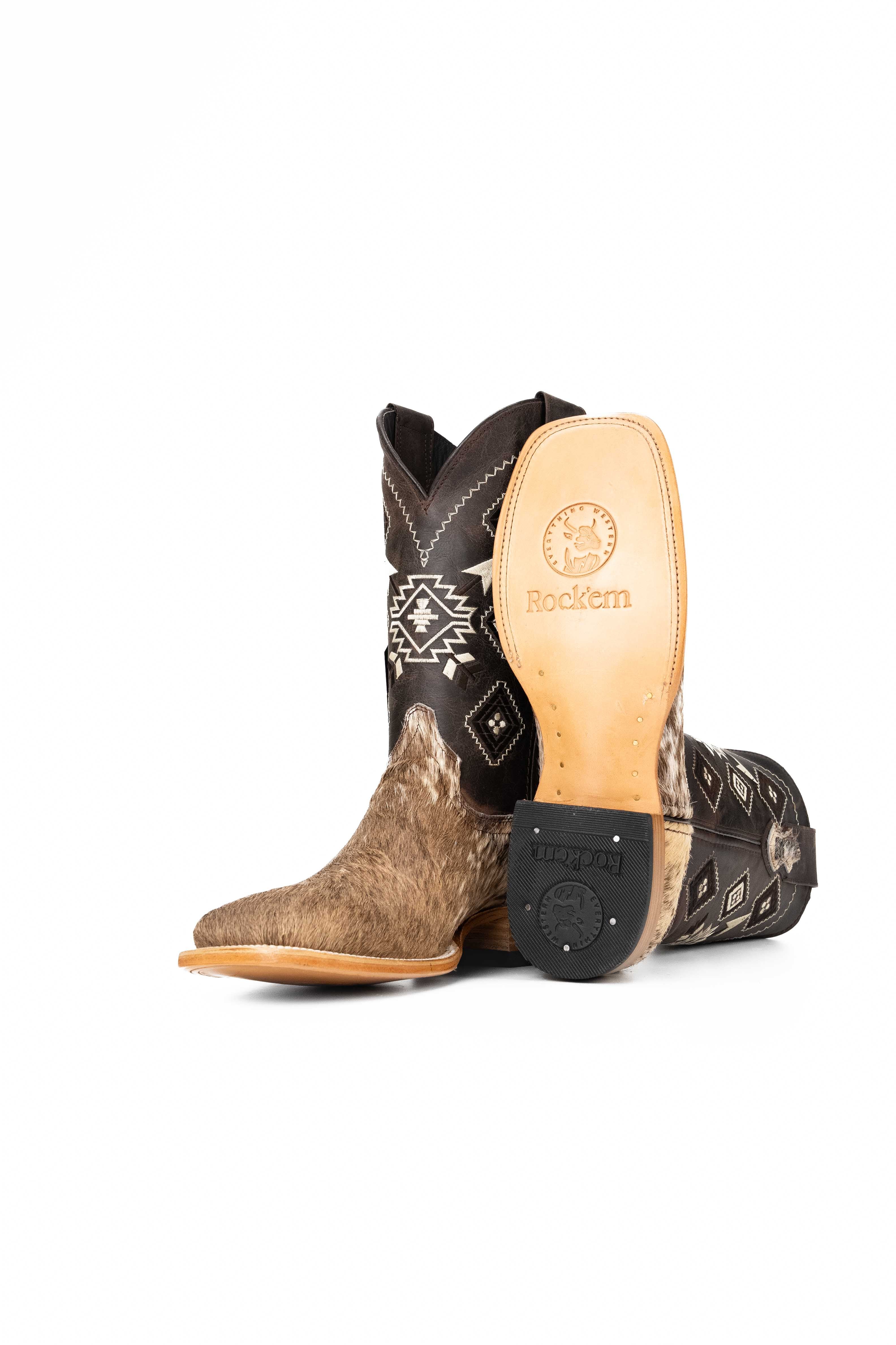 Authentic Men's Cowhide Square Toe Cowboy Boots - Size 9 Western Boots for Rodeo, Country Dancing & Outdoor Adventures - Premium Leather Work Boots for Men