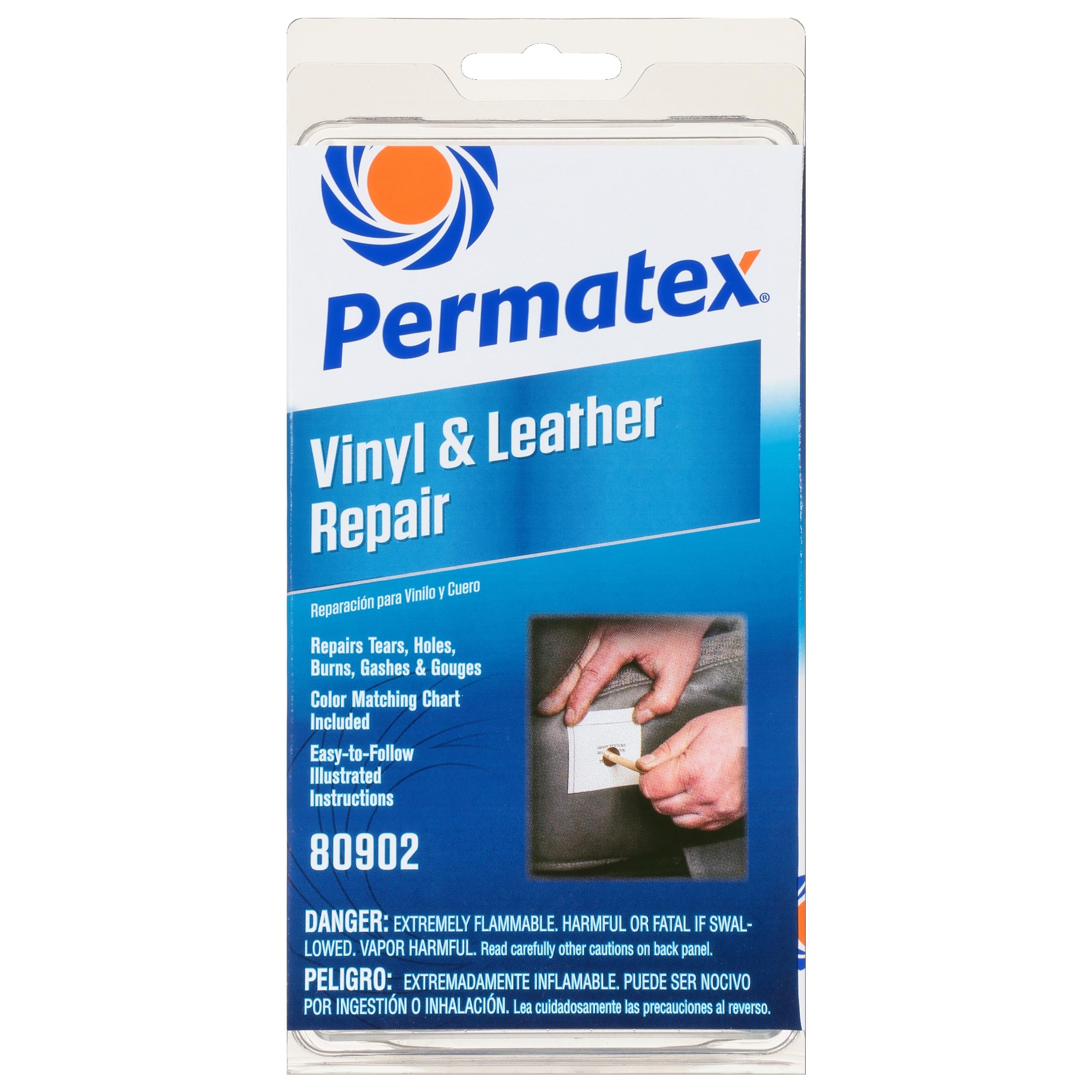 Permatex 80902 Vinyl and Leather Repair Kit - Fix Car Seats, Furniture & Accessories | Easy DIY Solution for Cracks & Scratches | Perfect for Home, Auto & Marine Use