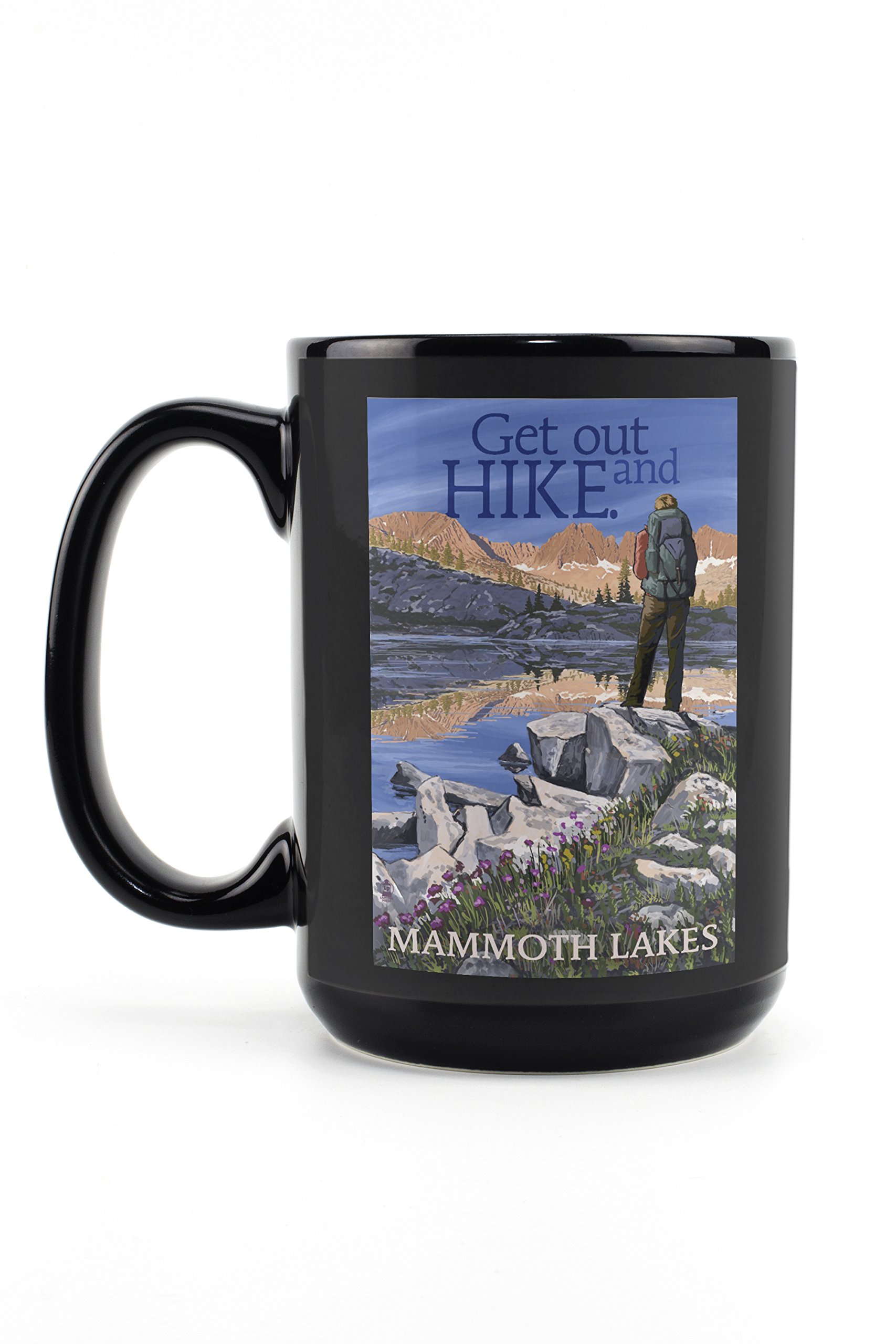 **Premium 15oz Black Ceramic Coffee & Tea Mug - Dishwasher & Microwave Safe - Perfect for Hiking & Outdoor Adventures - Mammoth Lakes California Inspired Design**