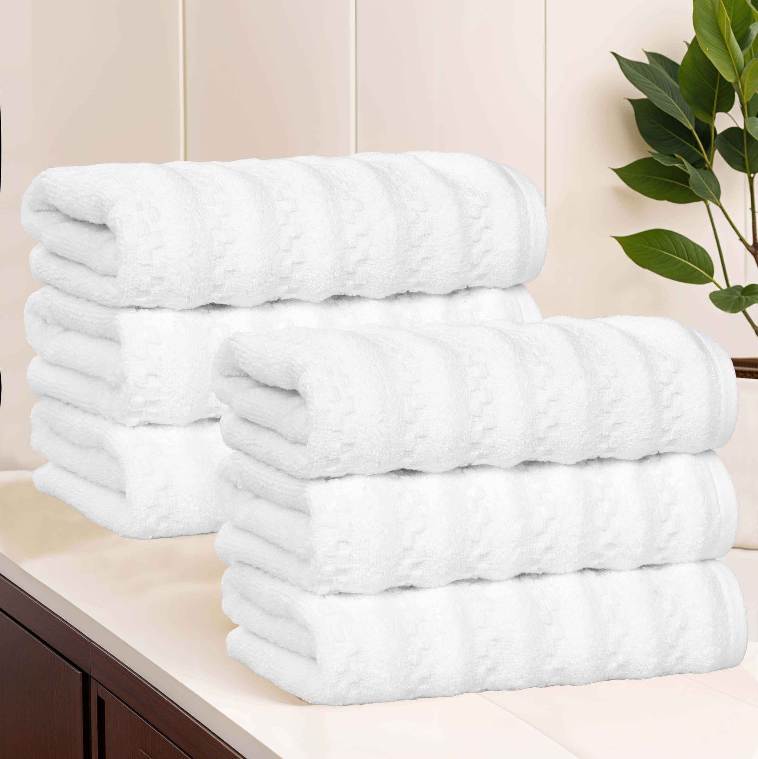 Premium 6-Pack Zuma Zero Twist Cotton Medium Weight Absorbent Hand Towels - Soft & Quick-Drying for Kitchen, Bathroom & Gym Use