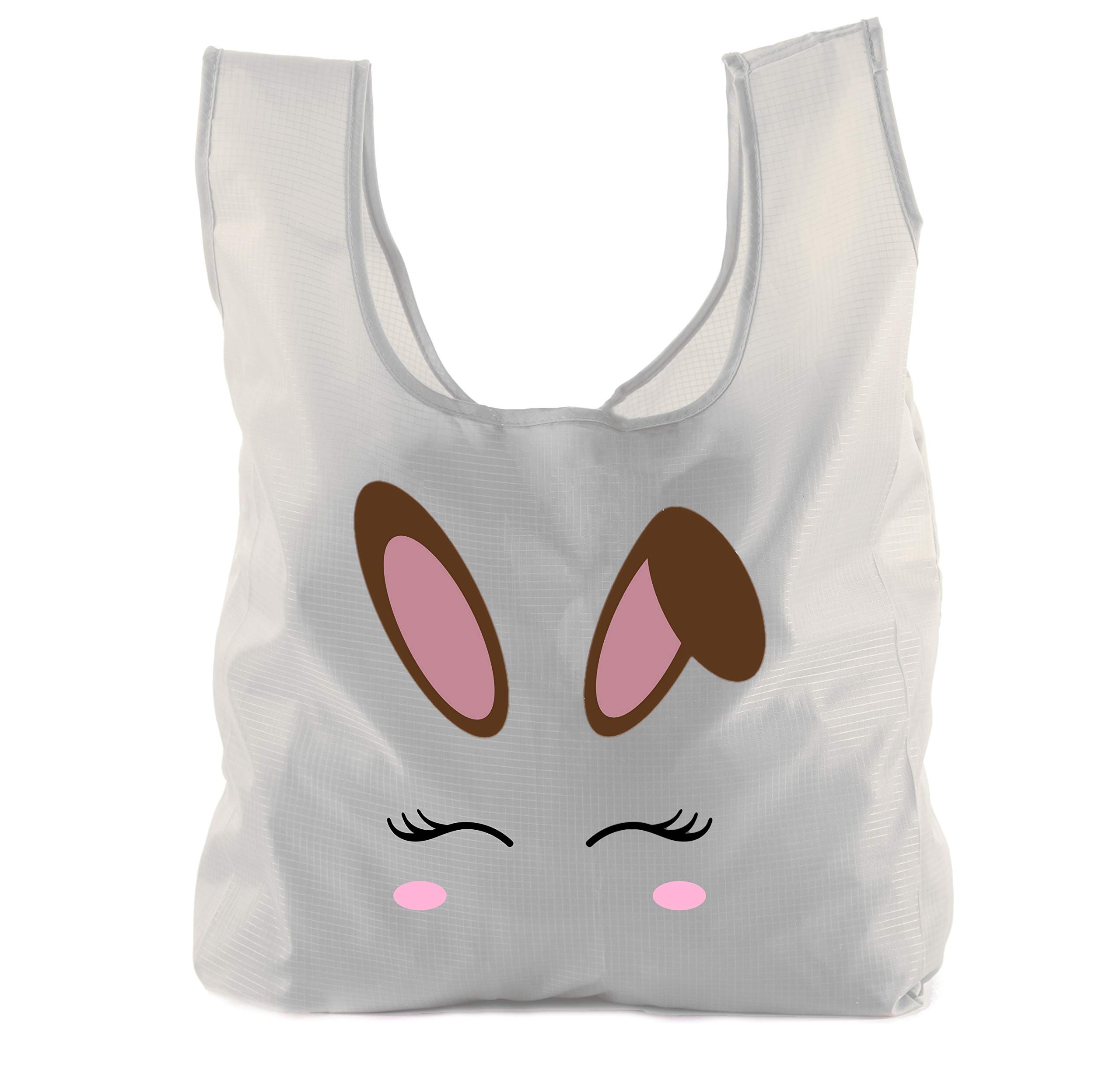 Easter Basket Bags - Bulk Reusable Grocery Tote Bags for Easter Egg Hunt with Cute Bunny Face Design | Perfect for Easter Gifts, Party Favors & Spring Celebrations