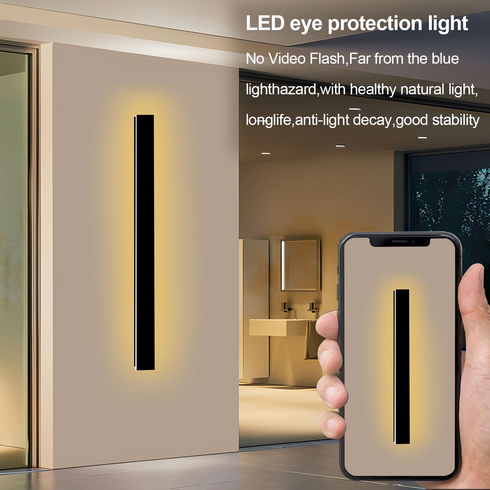 59 Inch LED Linear Wall Sconce - 3000K Warm White Modern Outdoor Wall Light, Waterproof Exterior Lighting Fixture for House, Garage, Porch, Patio, and Garden - Perfect for Entryway Illumination and Landscape Lighting