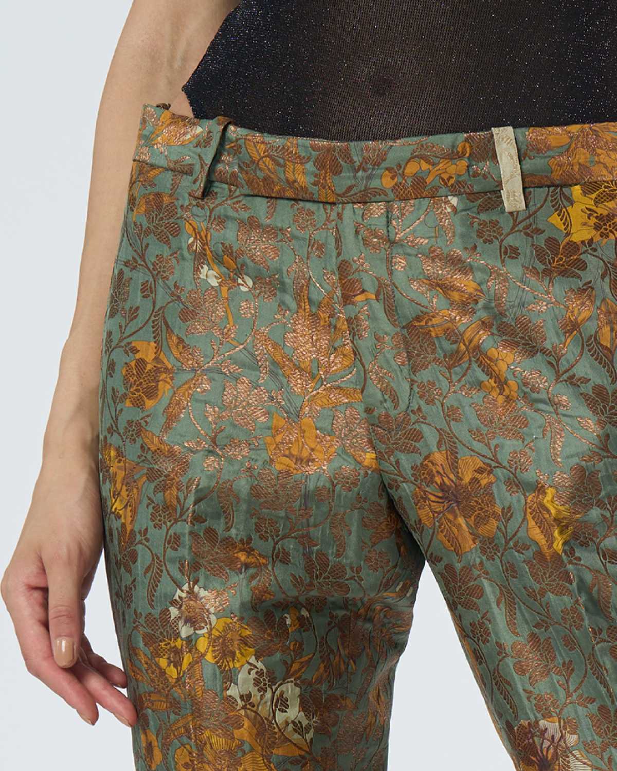 Classic Silk Brocade Trousers in Sage Green - Elegant & Comfortable Pants for Women, Perfect for Office Wear, Formal Events & Special Occasions