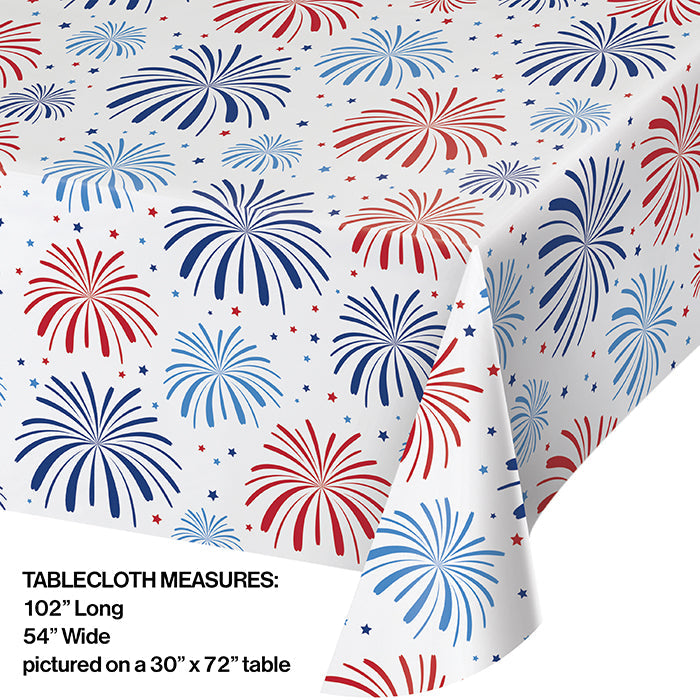 12-Pack Patriotic Plastic Table Covers - Red White & Blue Disposable Tablecloths for 4th of July, Memorial Day, Labor Day BBQs & Parties (54