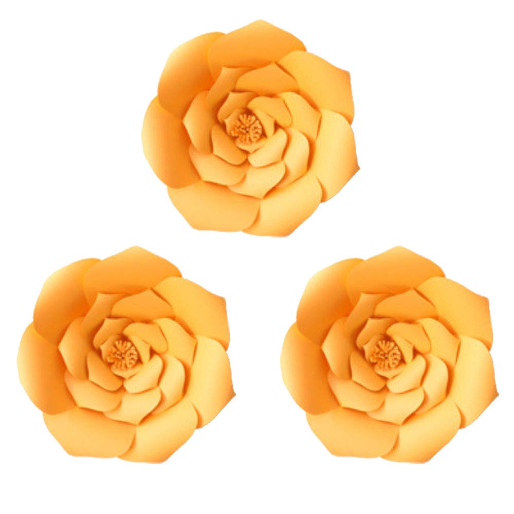 Giant Paper Flower Decorations for Weddings, Parties & Nursery - DIY Handcrafted Wall Backdrop (Orange, 3-12 Pieces) | Perfect for Birthday Decor, Baby Showers & Home Décor