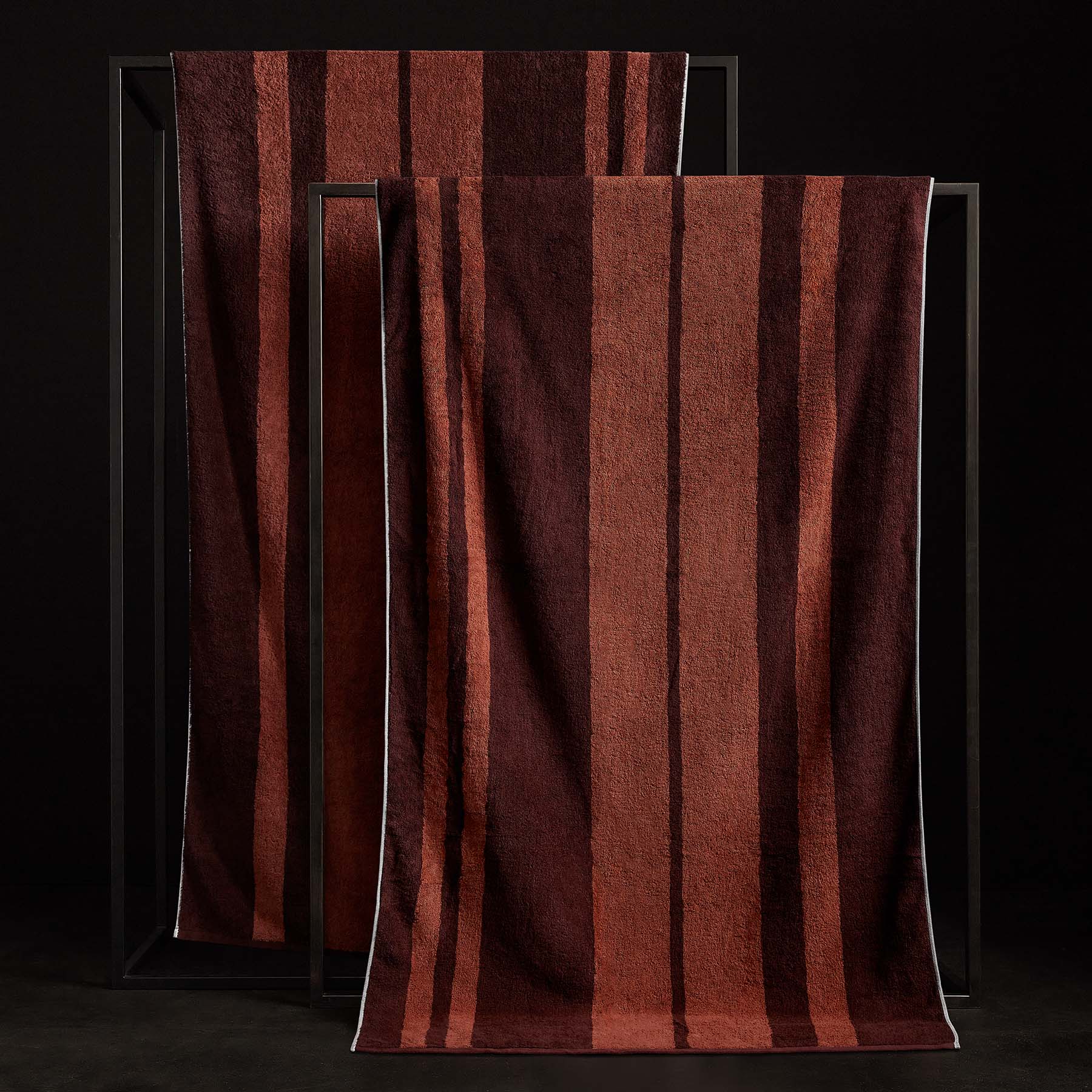 Premium Wide Stripe Beach Towel - Soft & Absorbent - Plum & Paprika Color - Perfect for Pool, Beach, Vacation & Outdoor Activities