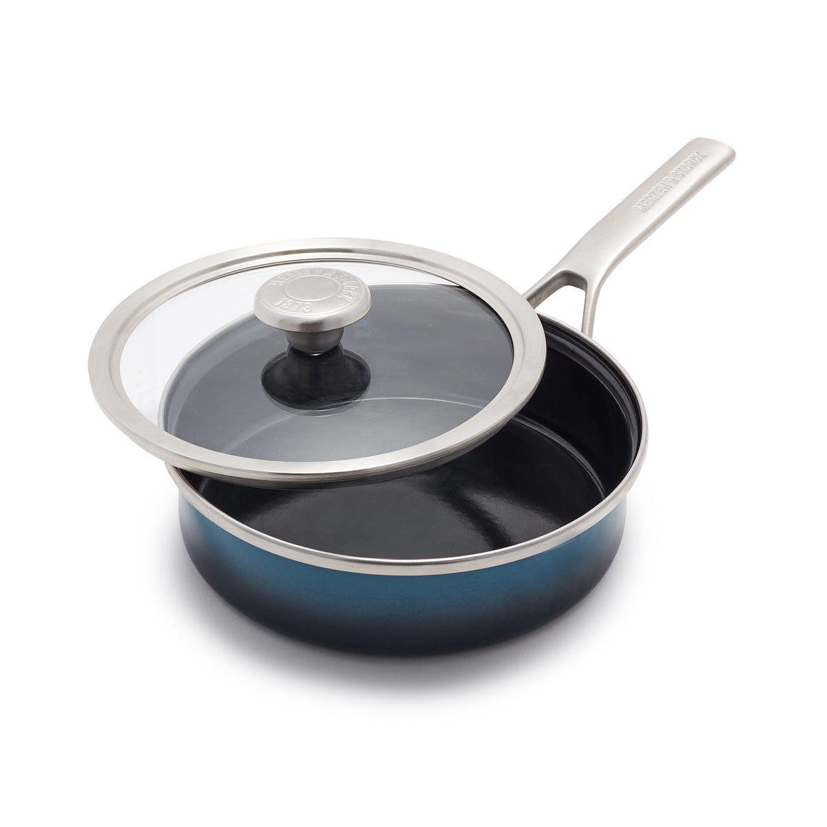 Premium Merten & Storck 2 Quart Enameled Steel Core Sauté Pan with Glass Lid - Nonstick, Oven Safe Cookware for Sauteing, Frying & Simmering - Aegean Teal Blue Kitchen Essentials for Home Chefs