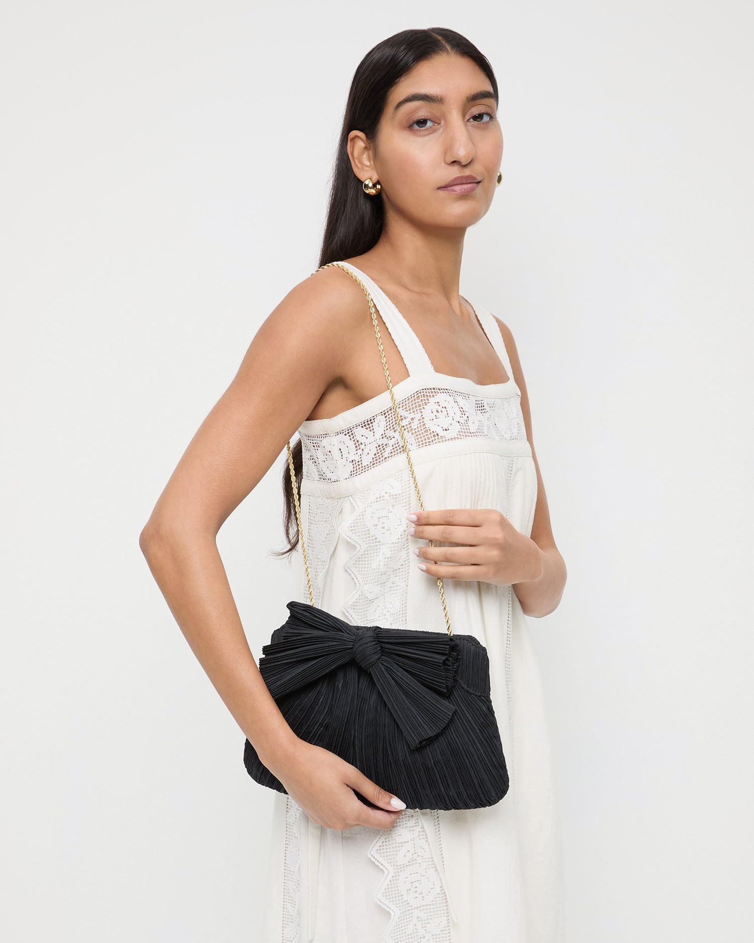 Rayne Black Bow Clutch - Elegant Evening Bag for Women, Perfect for Parties, Weddings & Special Occasions | Stylish Handheld Purse with Bow Detail