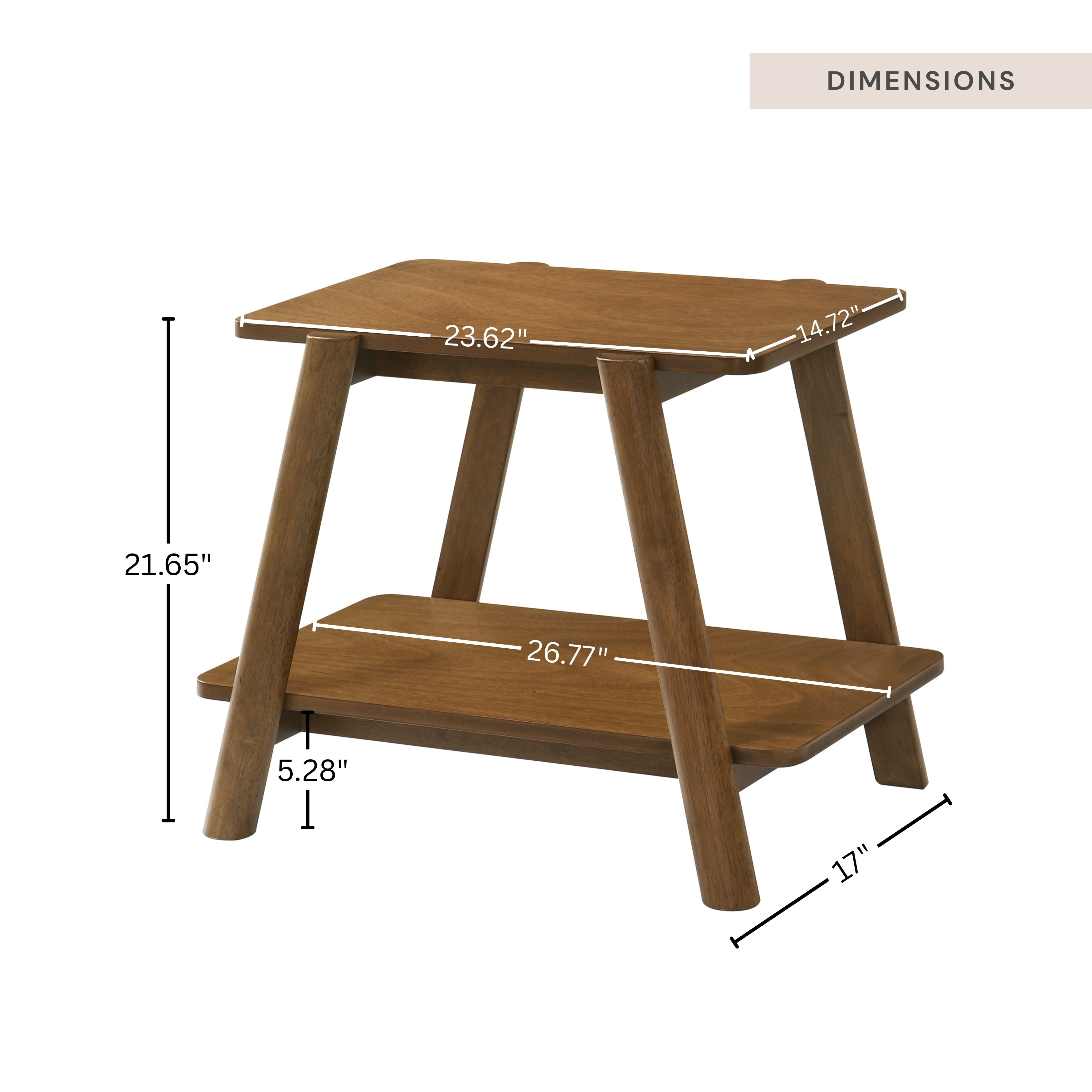 Mid Century Modern Wood Shelf End Table by Roundhill Furniture - Stylish Side Table for Living Room, Bedroom & Office Decor