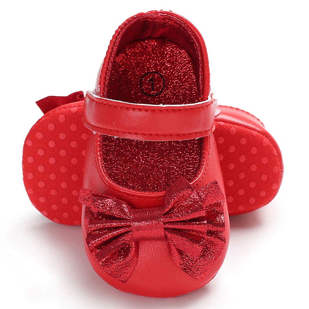 BABITINA Baby Girl Mary Jane Shoes with Bow - Non-Slip First Walkers for Toddlers & Infants - Perfect for Dressy Occasions