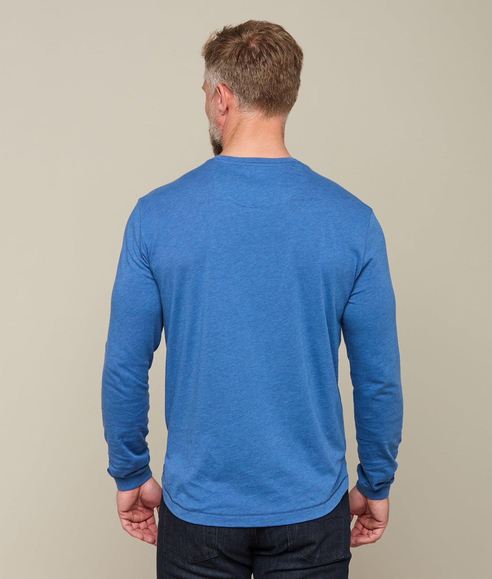 Premium Long Sleeve Bar Stitch T-Shirt for Men & Women | Soft Cotton Comfort Fit Casual Top | Perfect for Everyday Wear, Office & Outings - Blue