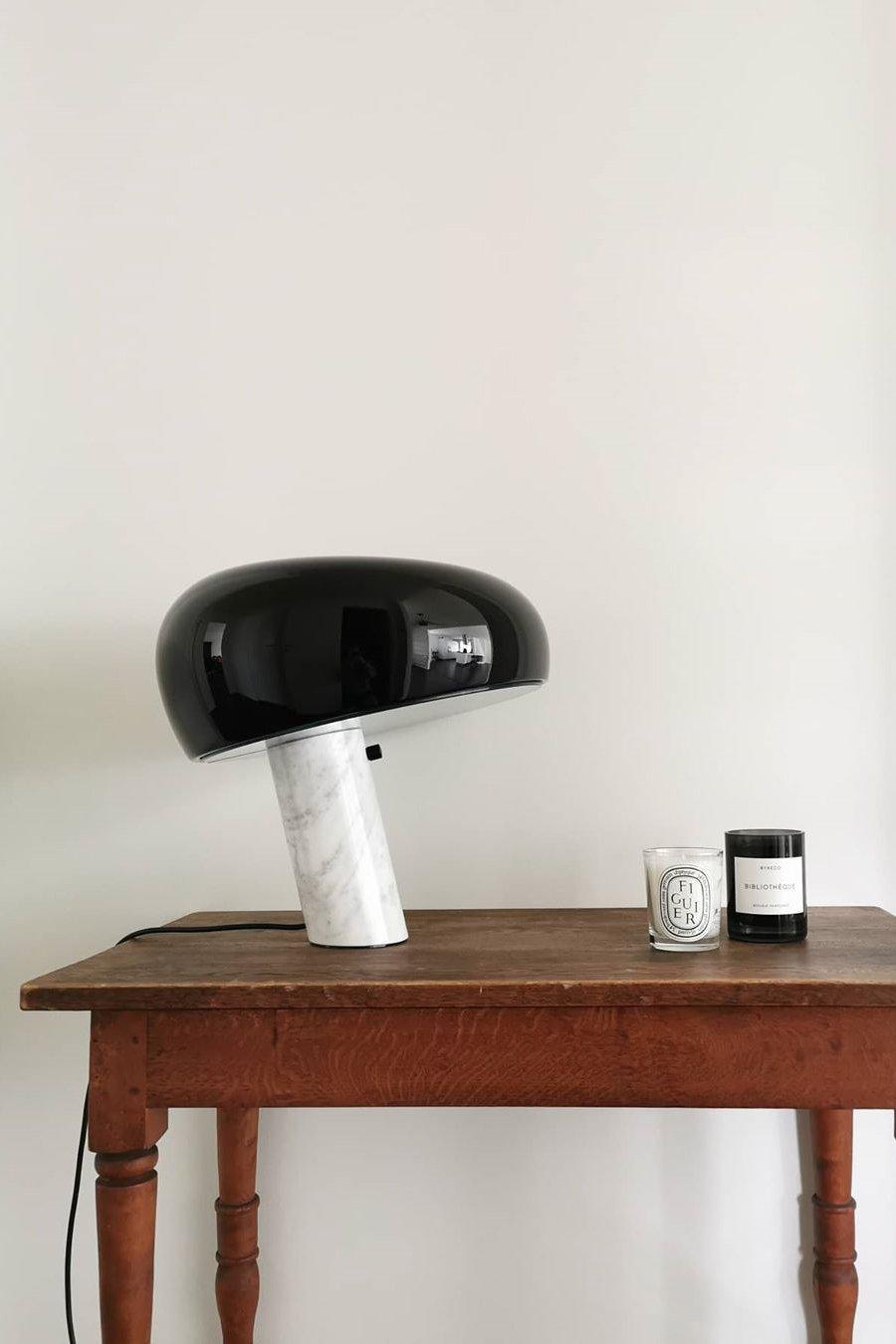 Nucleus Marble Table Lamp - Modern Home Decor Lighting for Bedroom, Living Room & Office - Elegant Nightstand Lamp with Natural Stone Base