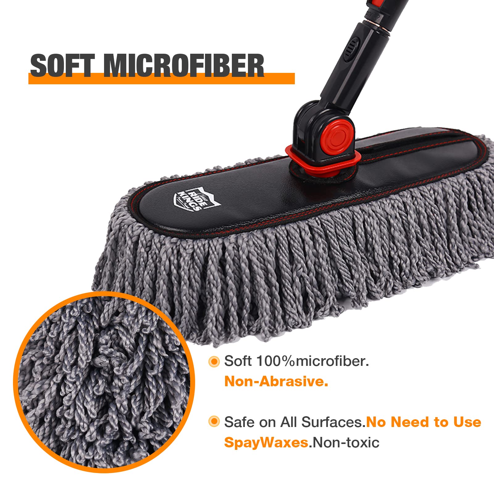 Extendable Car Duster Set with Scratch Remover - Large & Small Microfiber Brushes for Exterior & Interior Cleaning of Cars and Trucks, Perfect for Home and On-the-Go Use