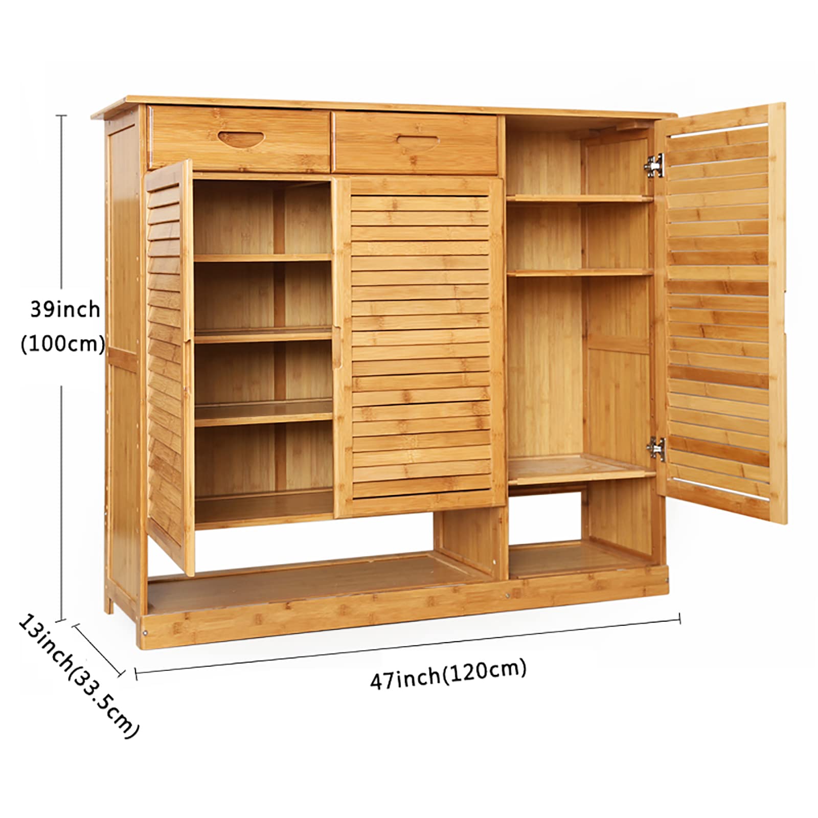 Bamboo Shoe Storage Cabinet with Doors - Rustic Entryway Shoe Organizer for Closet, Hallway & Mudroom Organization