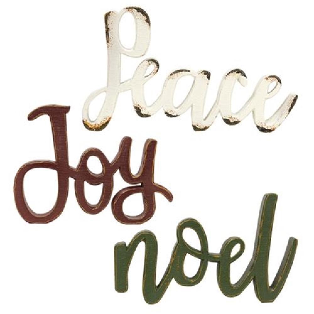 Resin Christmas Word Sitter Decor - Set of 3 Assorted Holiday Home Decorations for Tabletop, Mantel & Holiday Display