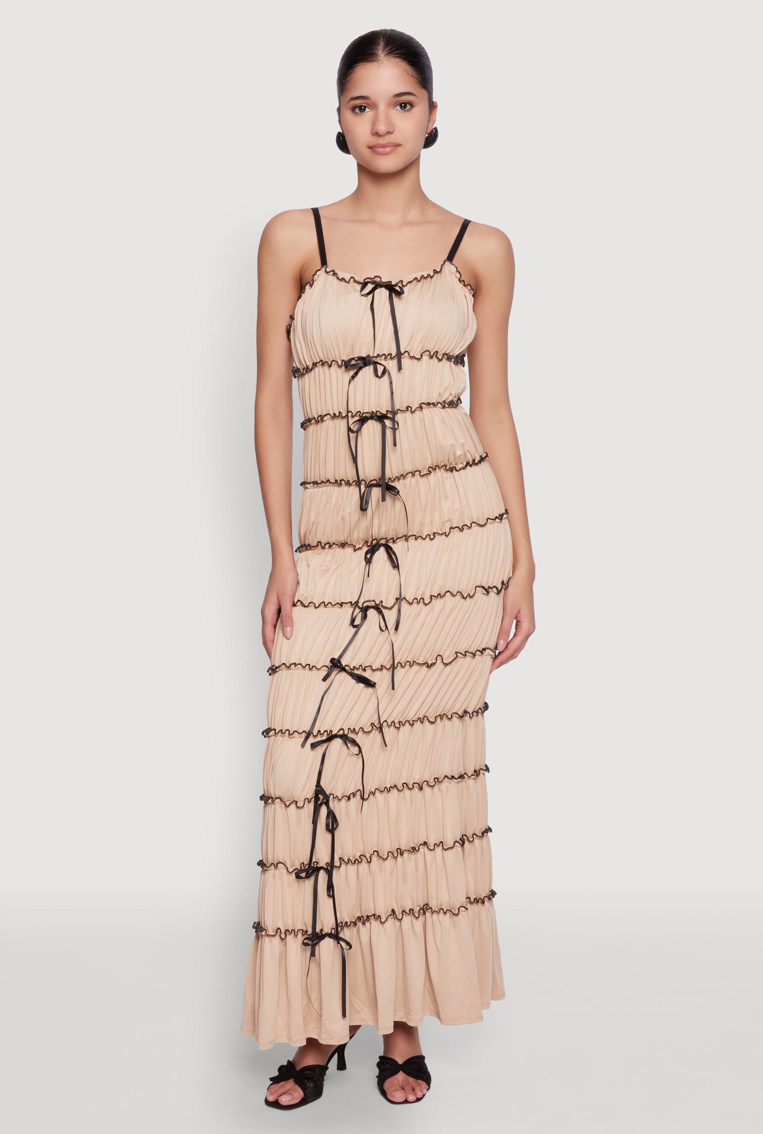 Almost Famous Women's Floral Contrast Tiered Maxi Dress - Boho Chic Summer Beach Wedding Party Dress    (优化说明：   1. 增加了