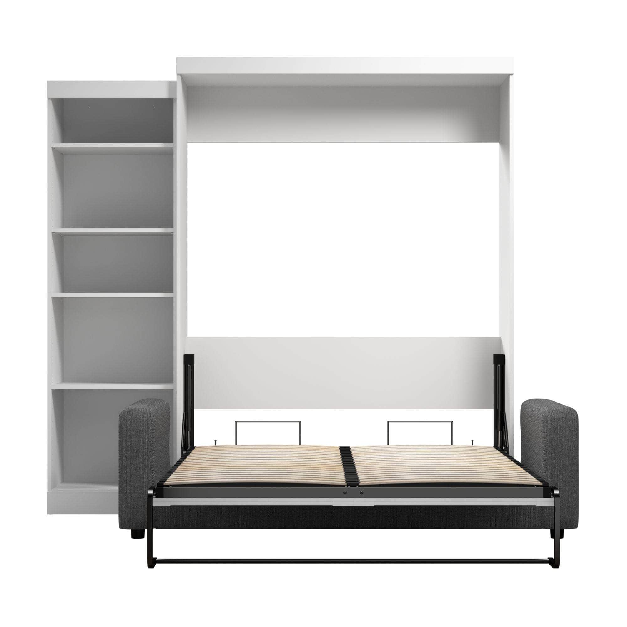 Pur Queen Murphy Wall Bed with Storage & Sofa - Space-Saving White Wall Bed for Small Apartments, Guest Rooms & Home Offices