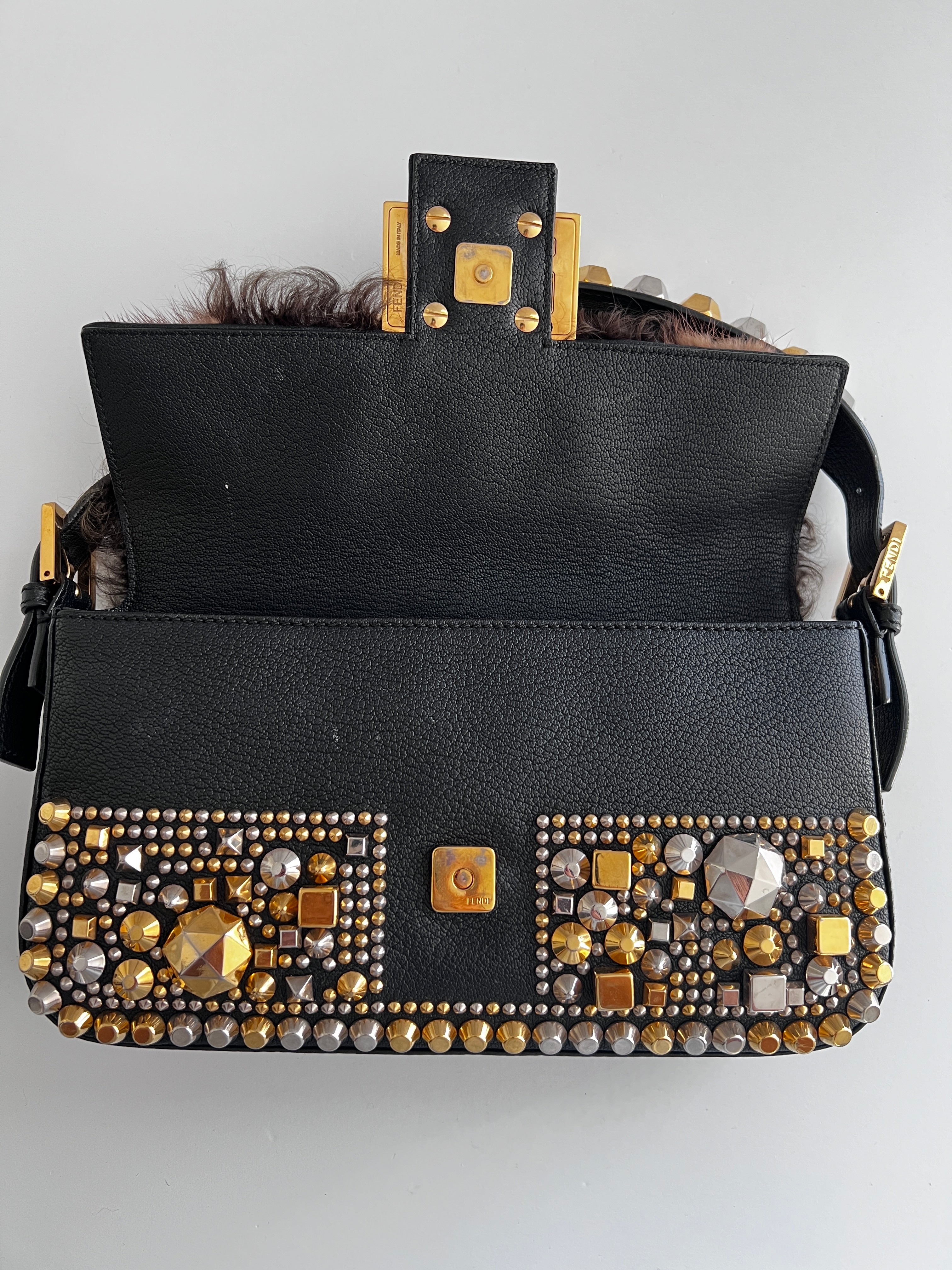 Fendi Byzantine Fur Baguette Bag - Luxury Designer Crossbody Purse for Women | Perfect for Parties, Evening Events & Fashion Accessories