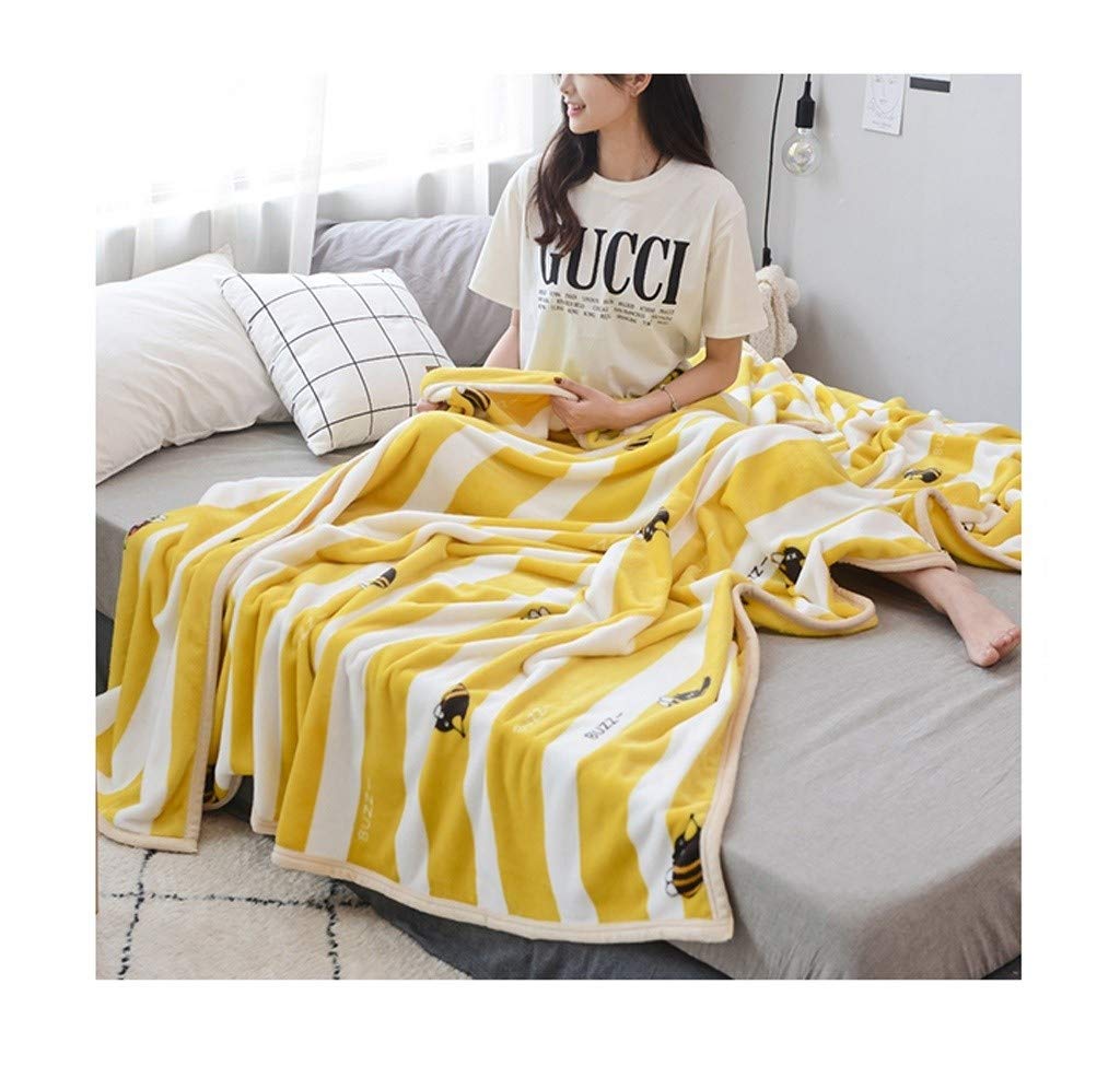 ACCDUER Flannel Fleece Blanket - Super Soft, No Fading, Durable & Washable Microfiber Throw - 180x200cm (Yellow) - Perfect for Bed, Sofa, Travel & Camping