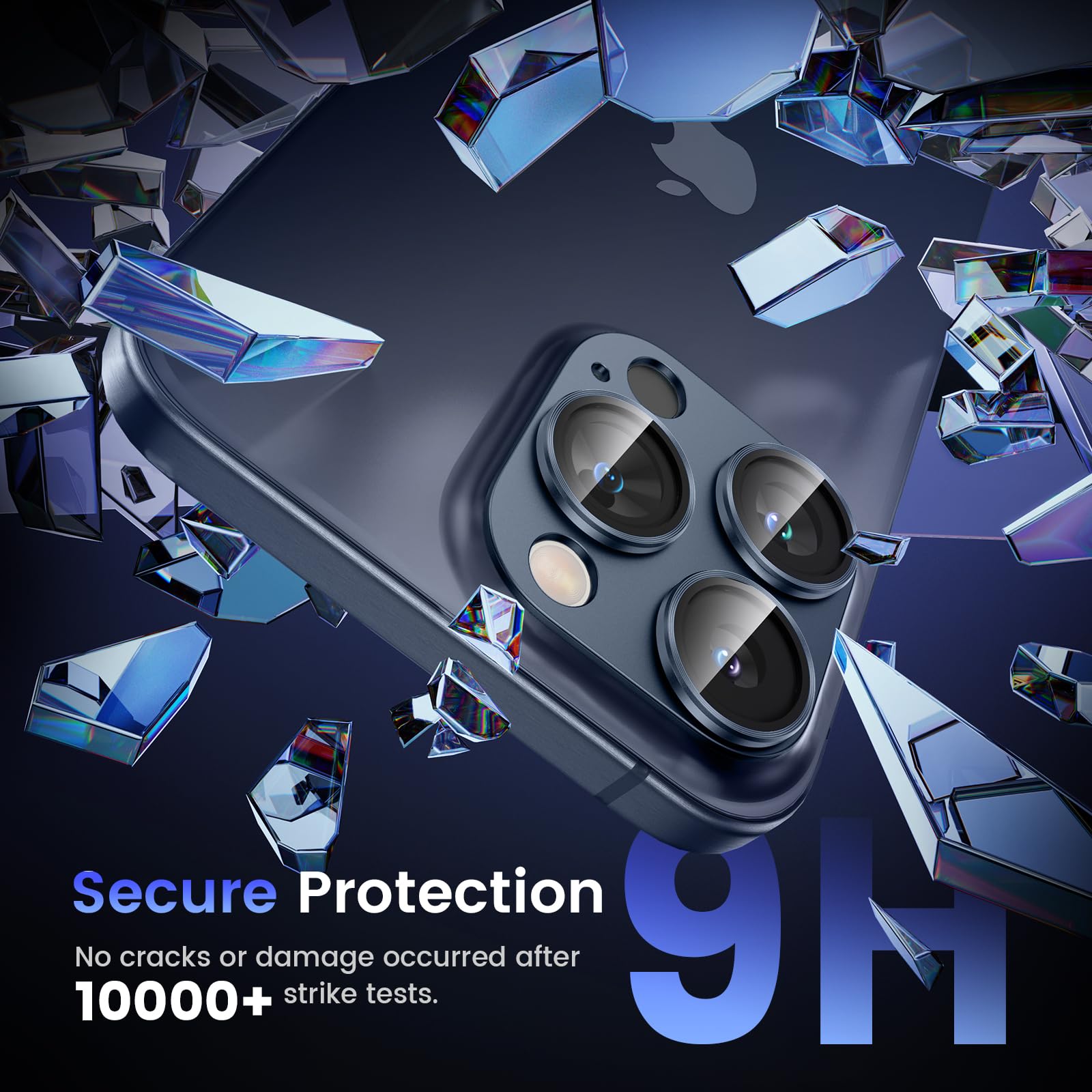 Tensea Camera Lens Protector for iPhone 16 Pro/Pro Max & iPhone 15 Pro/Pro Max - Metal Aluminum Alloy Tempered Glass Cover with Case Friendly Blue Design - Perfect for Outdoor Adventures, Travel Photography and Daily Protection