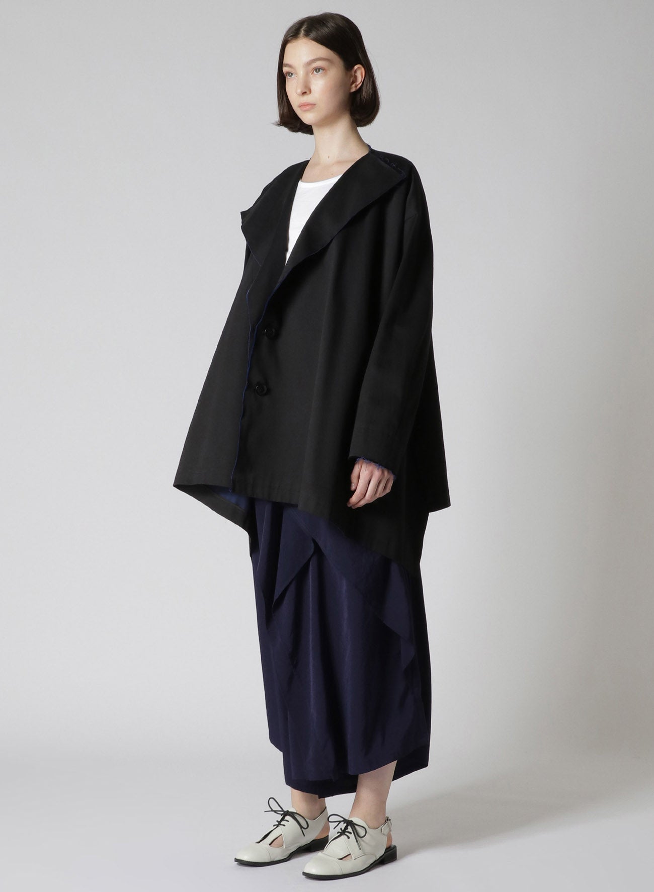 Double Faced Twill No Collar Short Coat for Women - Lightweight Spring Jacket for Casual Outfits & Office Wear