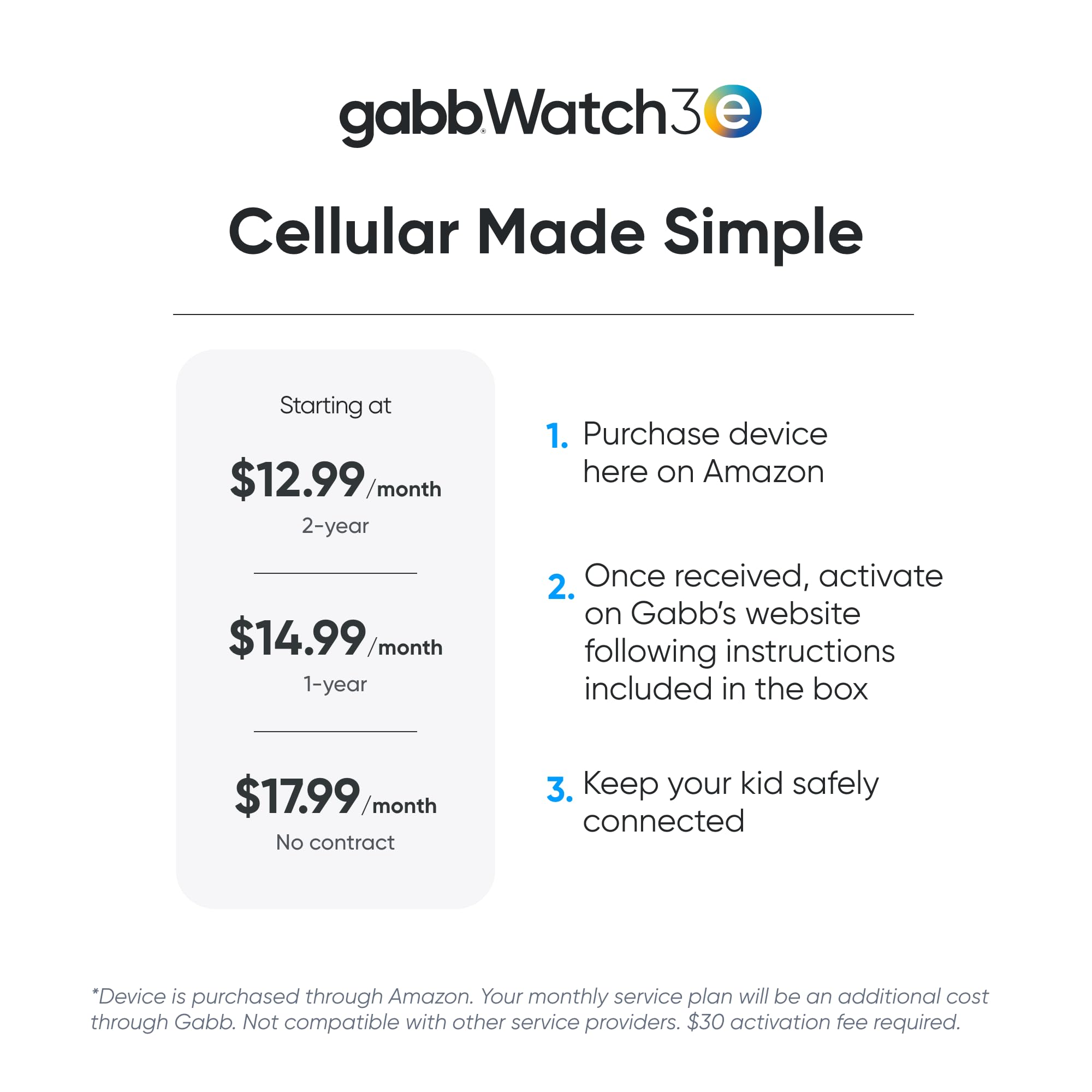 Gabb Watch 3e Kids Smartwatch with GPS Tracker - No Social Media or Internet, Parent-Controlled Safe Device for Children (Dark Gray) - Perfect for School, Outdoor Activities & Family Safety