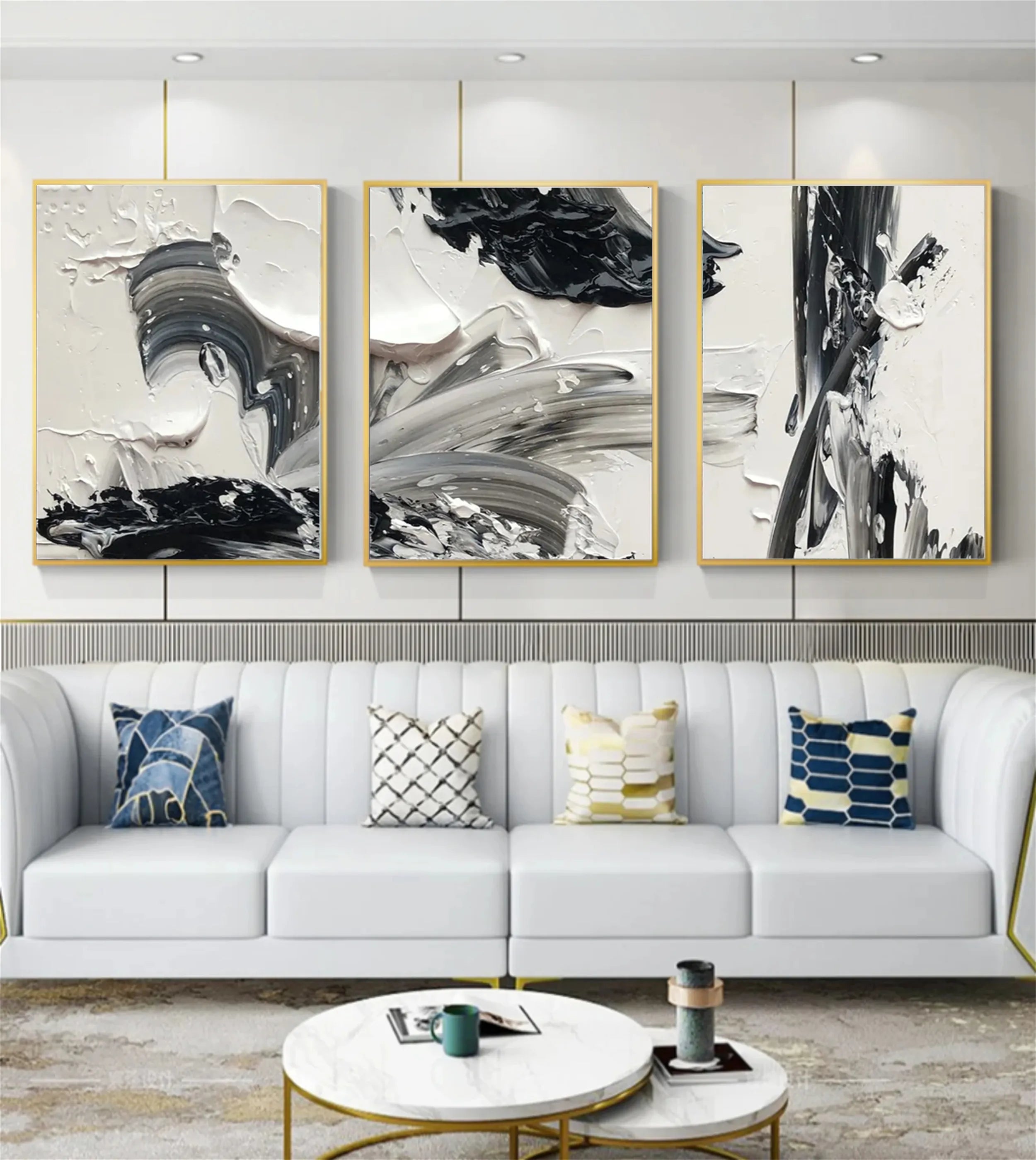 Minimalist Abstract Balance Canvas Wall Art Set of 3 - Modern Home Decor for Living Room, Bedroom & Office - #MM285