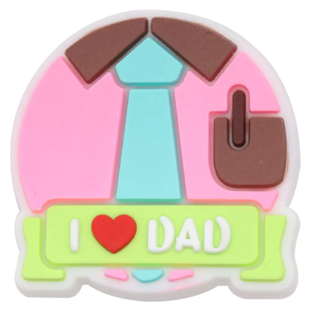 1Pcs I Love Papa Slippers PVC Shoe Button Charms - Best Dad Clog Accessories for DIY, Man Phone Case - Perfect Father's Day Gift for Dad, Husband, Grandfather - Home, Office & Casual Wear