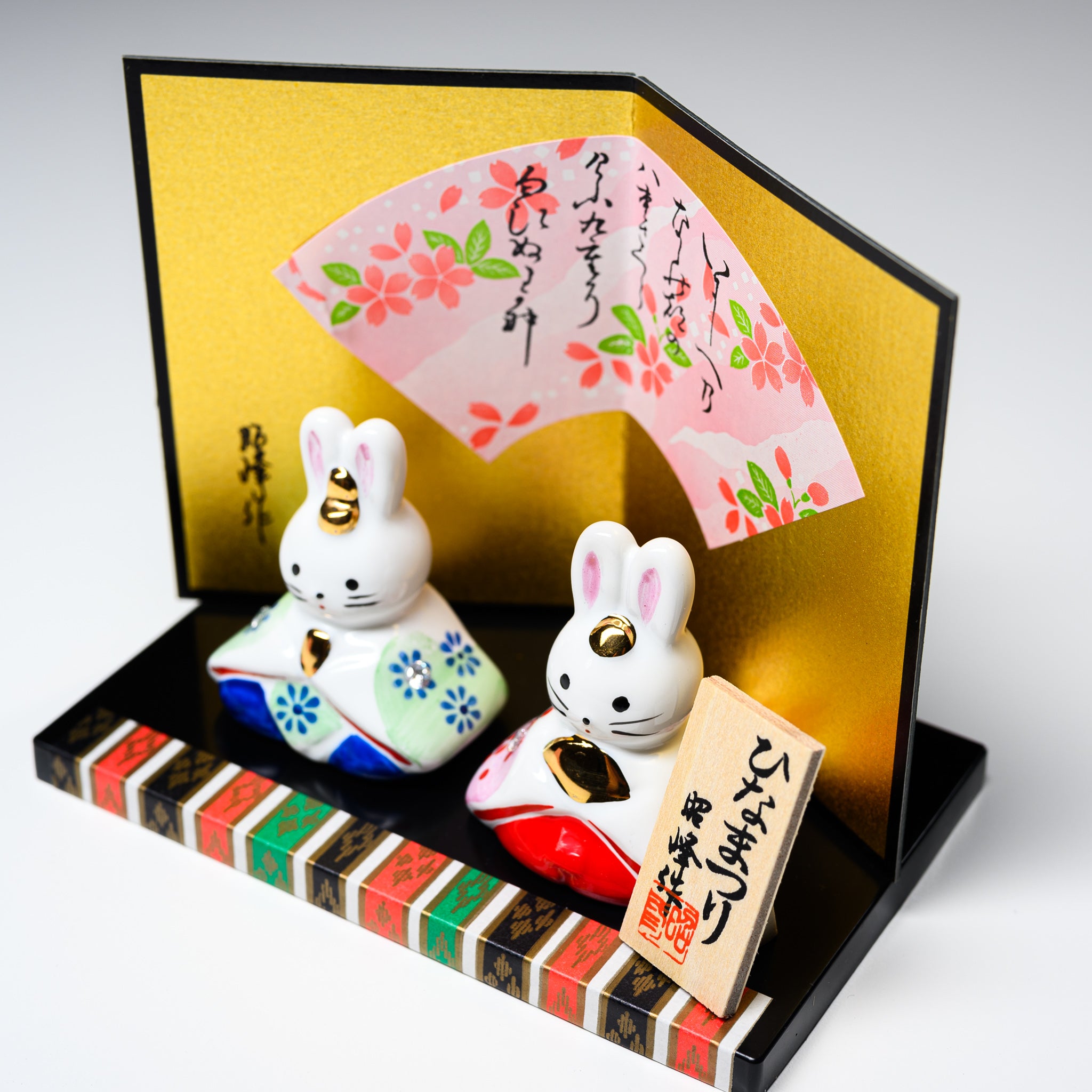 Seto Ware Japanese Lucky Rabbit Hina Doll - Traditional Ceramic Ornament for Hina Matsuri (Girls' Day Festival) | Home Decor, Gift for Spring Celebrations