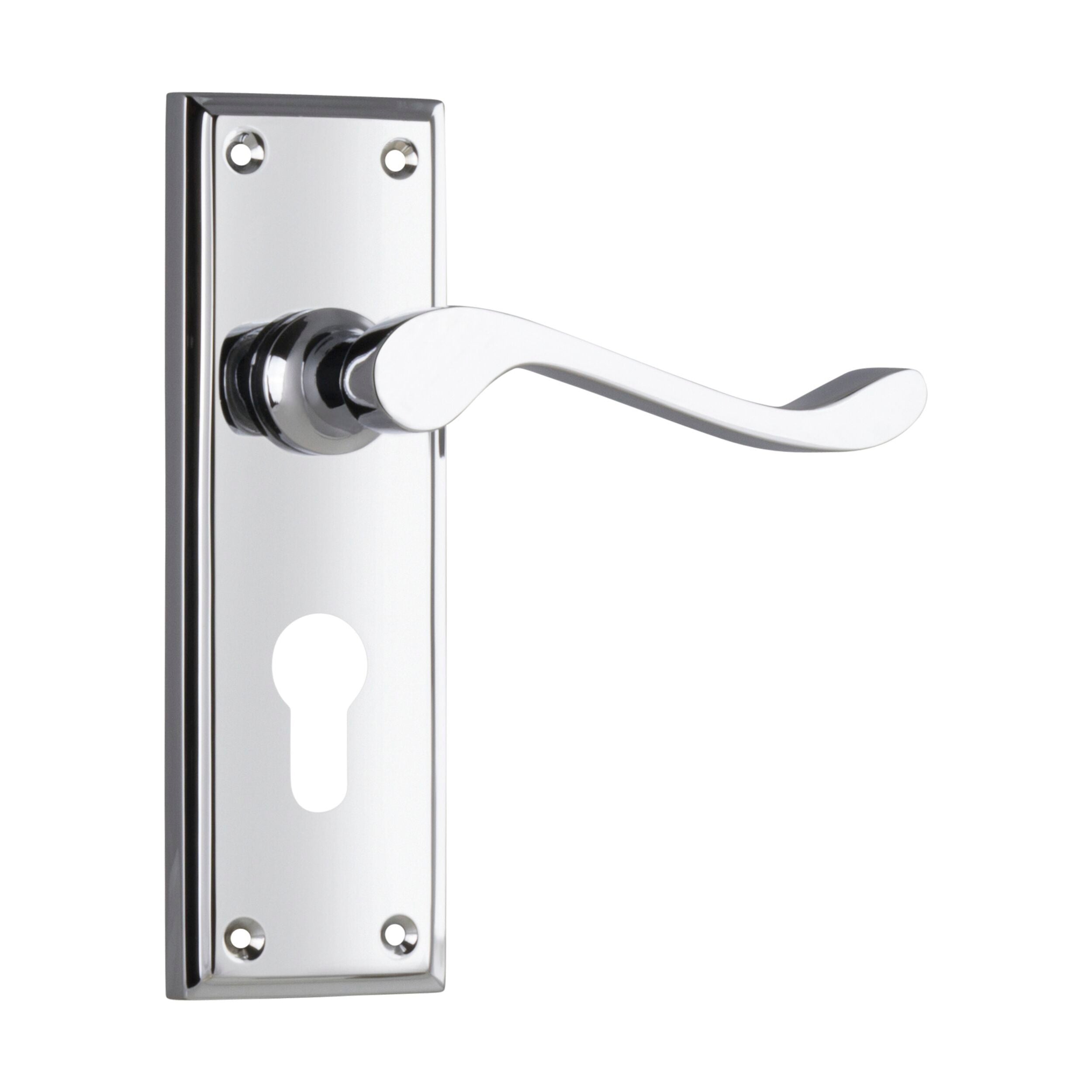 Camden Euro Door Lever Pair - 0876E - Chrome Plated - H152xW50xP60mm - Perfect for Interior Doors, Bedrooms & Bathrooms