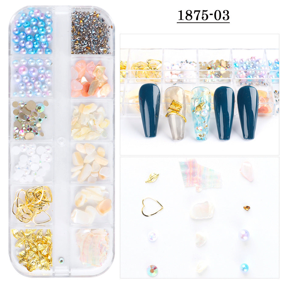 3D Mixed Style Nail Art Charm Decoration Tray - DIY Nail Design Accessories for Professional Salon & Home Manicure