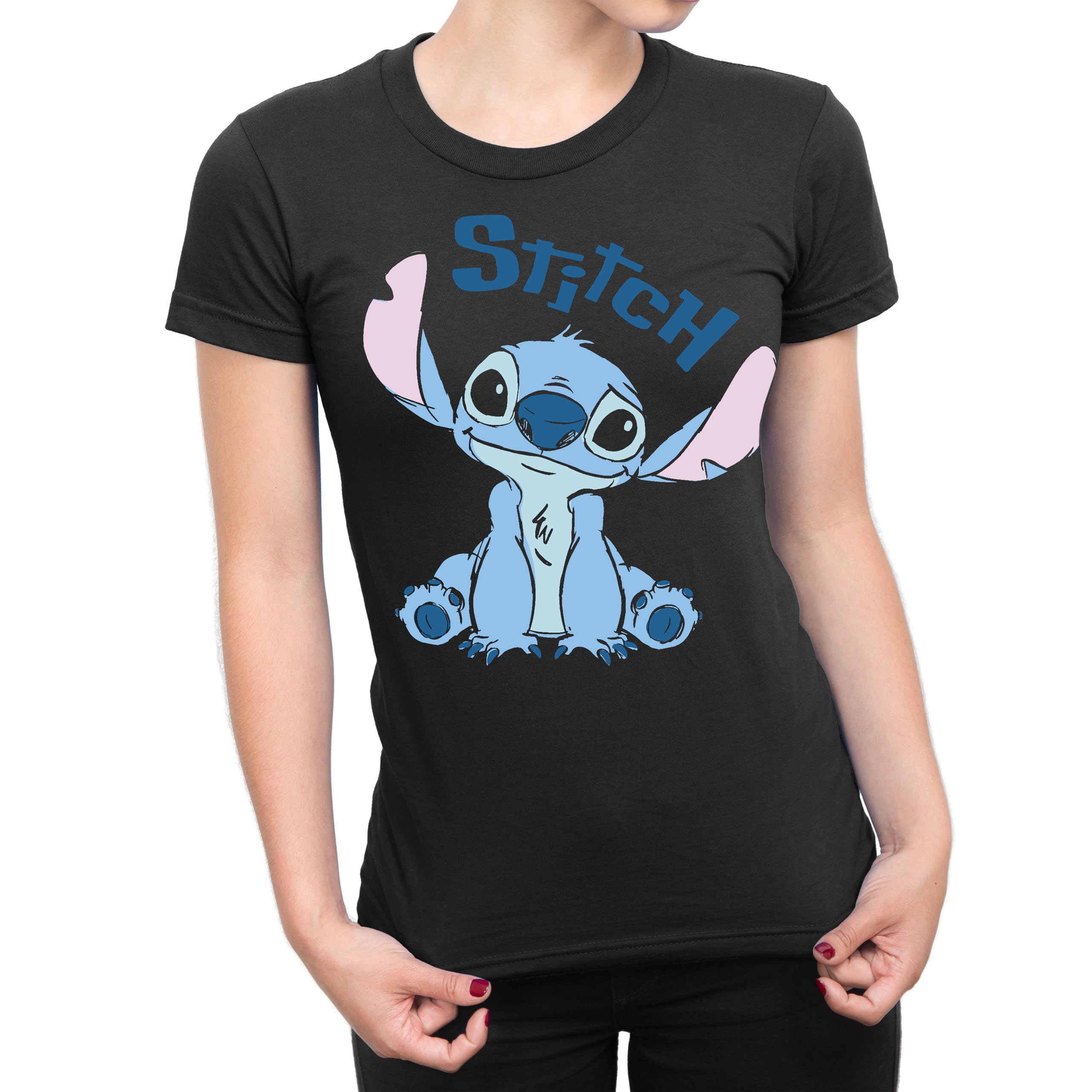 Disney Women's Stitch Graphic T-Shirt | Lilo and Stitch Cotton Tee | Soft Short Sleeve Casual Tops for Women | Perfect for Disney Fans, Cosplay, and Everyday Wear