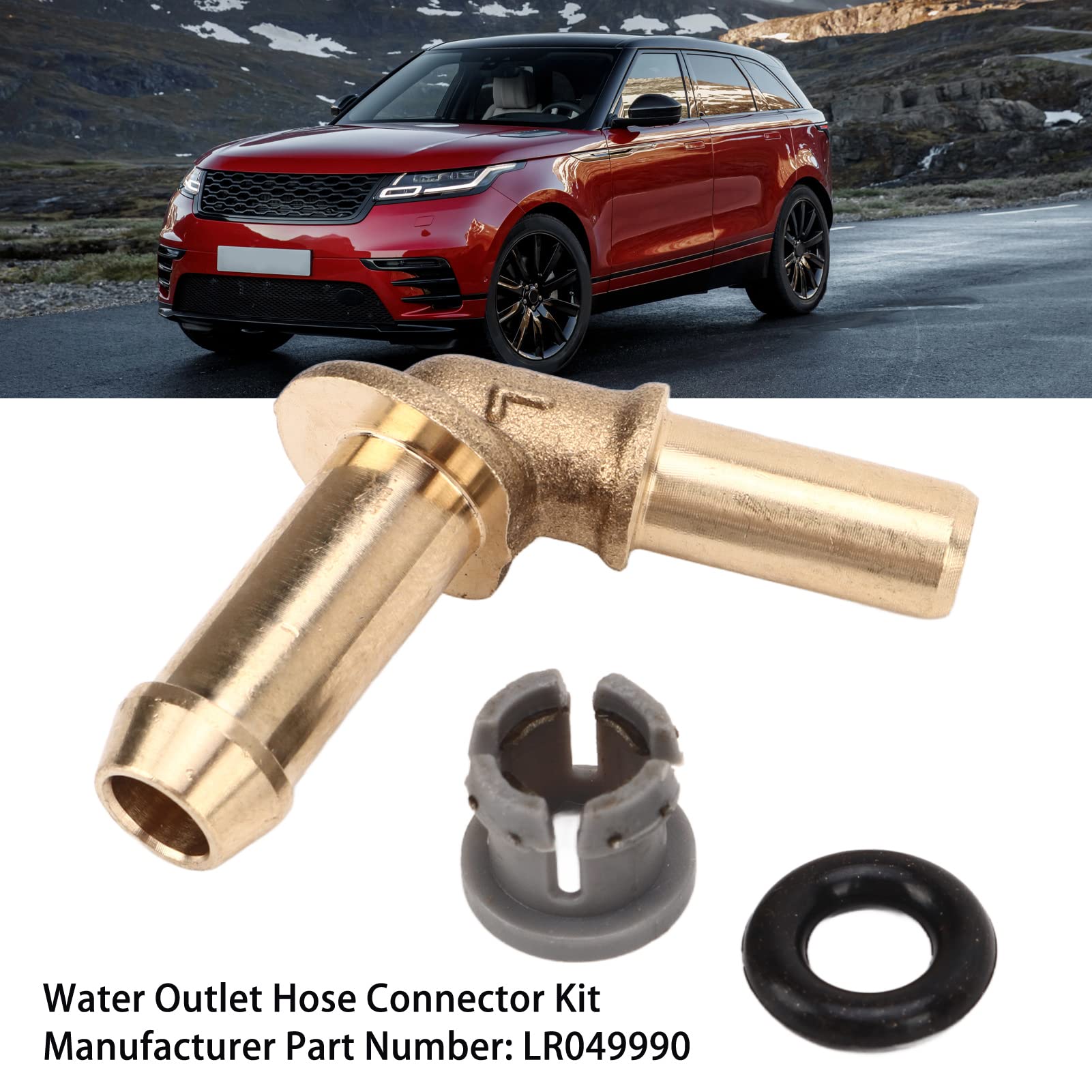 High-Quality Car Thermostat Outlet Hose Connector LR049990 - Durable Compact Water Outlet Hose for Vehicle Cooling System - Perfect for Engine Repair & Maintenance