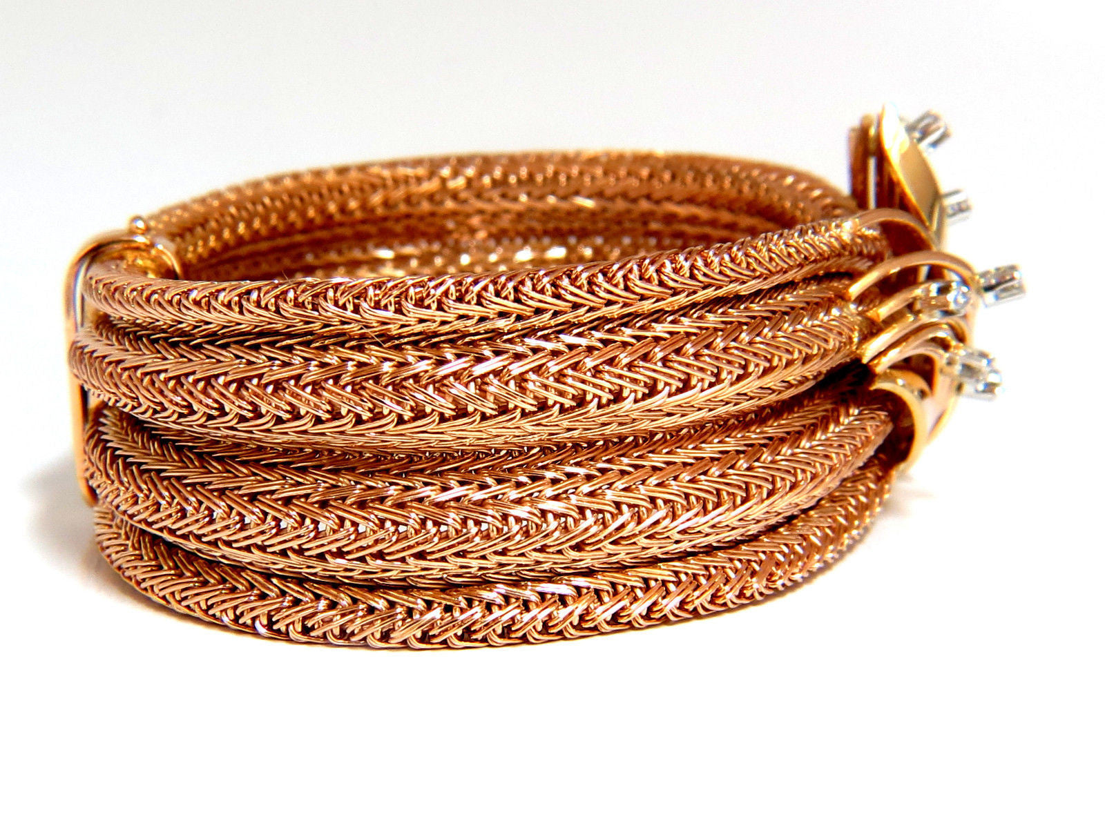 Vintage Argentina Republic 18kt Gold Flex Mesh Tubular Bracelet with 0.50ct Diamonds - Elegant Jewelry for Women, Perfect for Parties, Weddings & Special Occasions