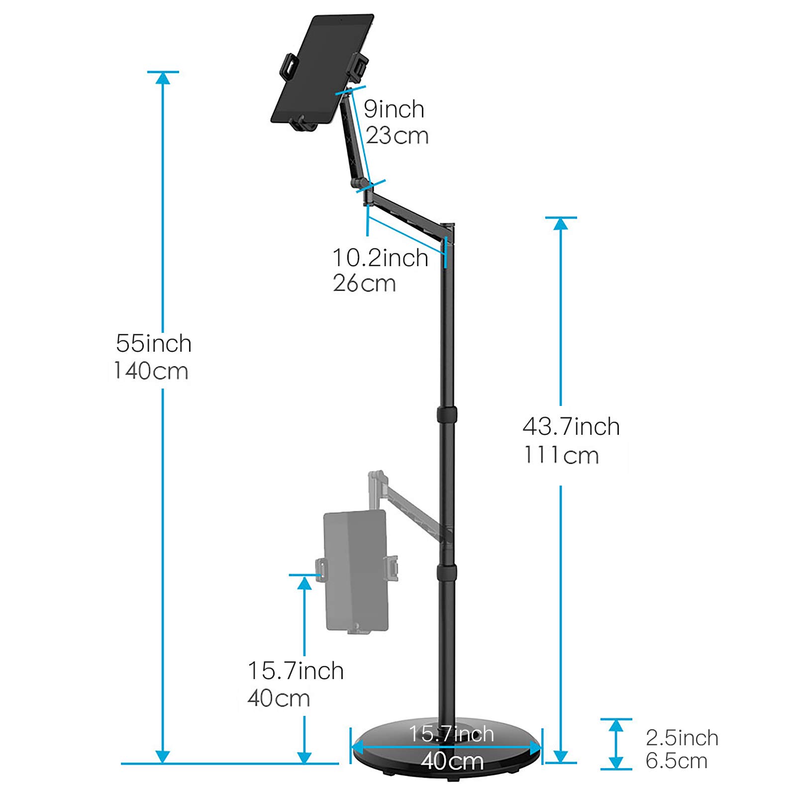 Smatree 360° Rotating Adjustable Tablet Floor Stand - Compatible with iPad Pro/Air/Mini (9-13 inch), Samsung Galaxy Tab S10/S9/S8 (11-12.4 inch), Surface Pro 11 & eBook Readers - Perfect for Home, Office & Bedroom Use
