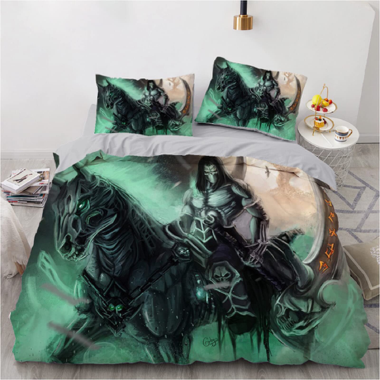 Ghost Rider 3D Printed Bedding Set - Queen Size Quilt Cover & Pillowcases (3-Piece) for Adults, Teens, Boys & Girls | Comfortable Marvel Superhero Themed Bedding for Home Decor | Perfect for Single, Twin, Queen & King Beds