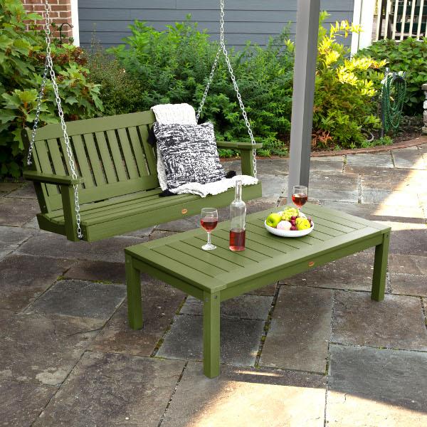 Lehigh 4ft Swing and Coffee Table - Versatile Indoor/Outdoor Furniture for Patio, Living Room, or Office Use