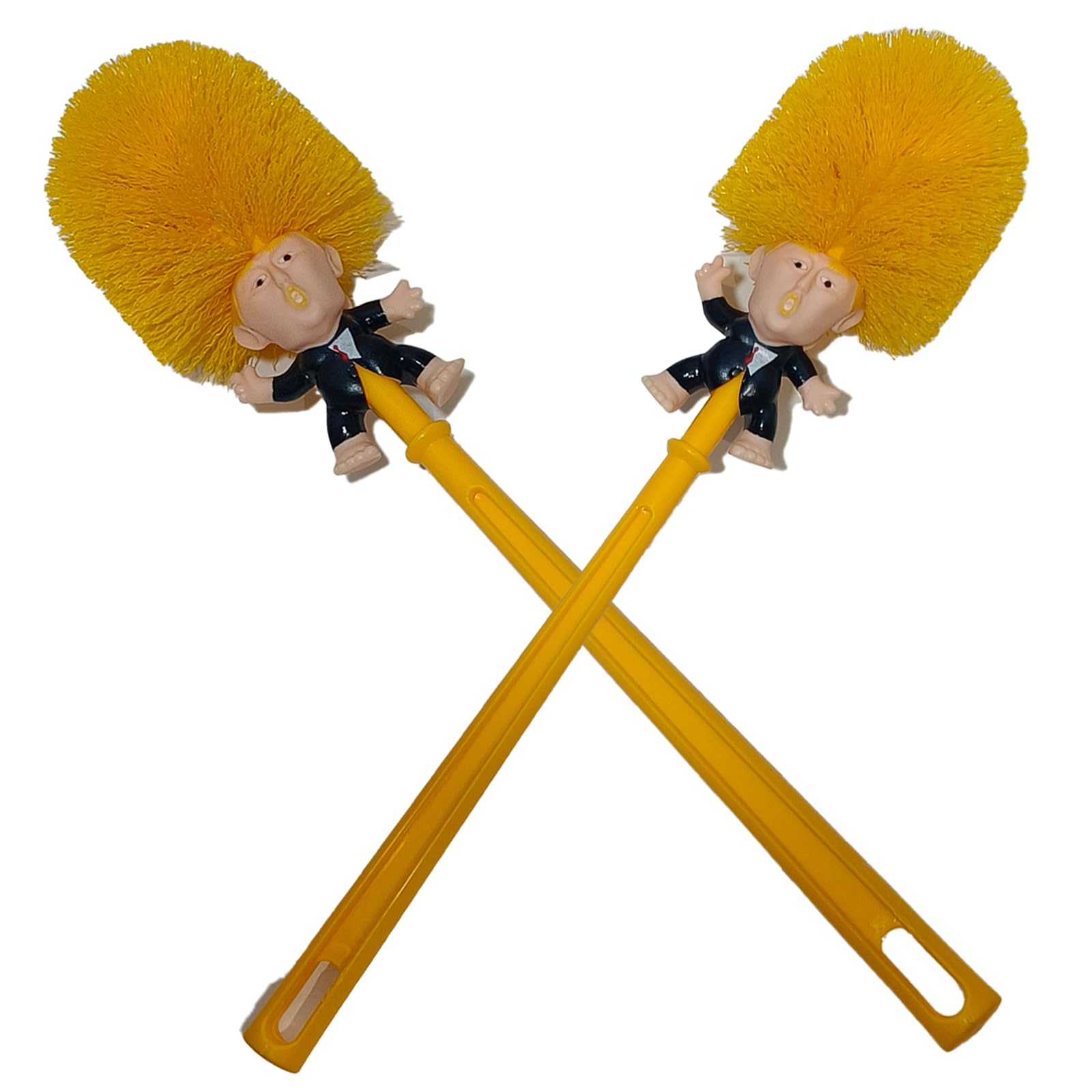 Donald Trump Toilet Brush - Funny Novelty Toilet Bowl Scrubber with Long Handle for Bathroom Cleaning | Great Gift for Political Fans & Pranksters