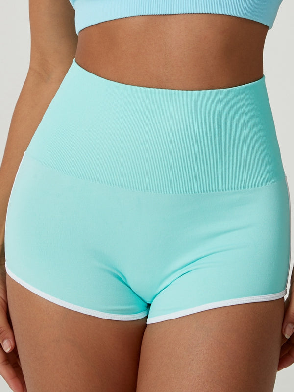 ZASUWA Women's High Waisted Ribbed Seamless Booty Shorts - Sexy Workout Yoga Gym Running Lounge Wear for Women