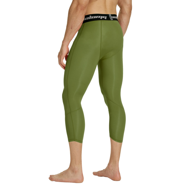 Dark Green 3/4 Tights Pants for Women - High Waist Yoga Running Workout Leggings - Comfortable Stretchy Athletic Pants for Gym, Lounge & Everyday Wear